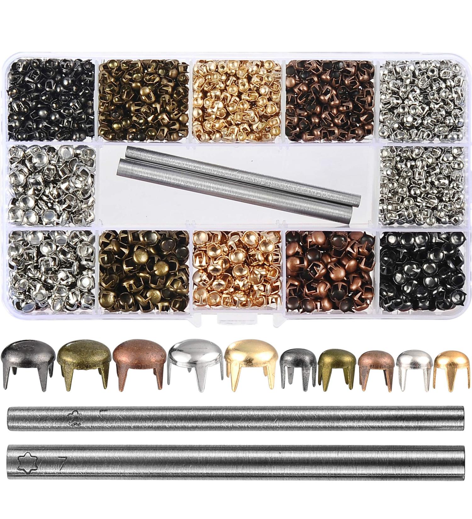 2700 Pcs Mixed Color Claw Beads Nailhead Round Dome Studs Kit with Storage Box - DIY Punk Rivets for Leather Craft and Accessories - Buy Online on SooperMarket.com