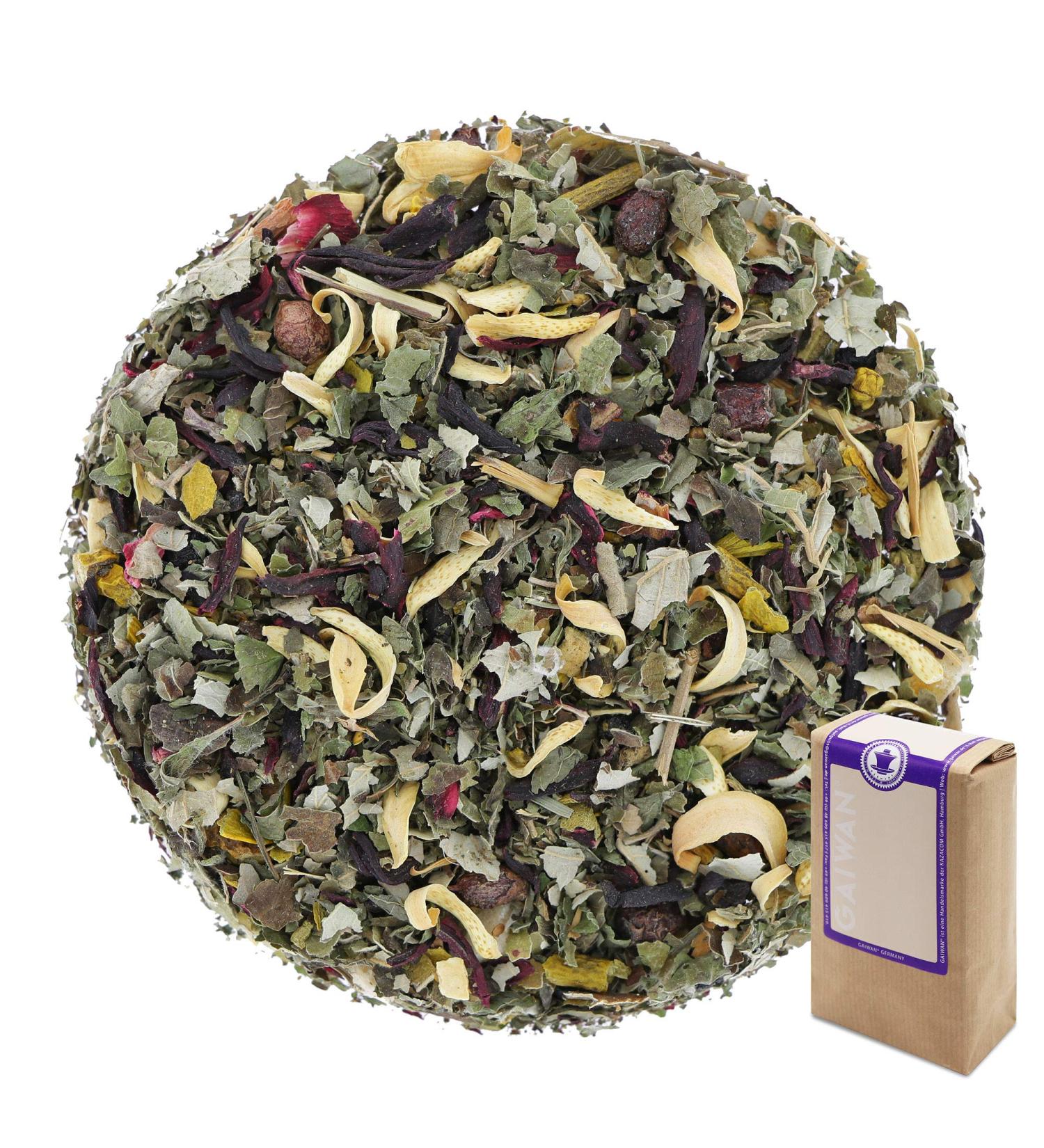 No. 1164: Herbal Tea Loose Leaf "Summer Herbs" - 100 g (3.5 oz) - GAIWAN Germany - Hibiscus BlackBerry Hawthorn Berries Mistletoe Balm Orange elderberries Pineapple Papayas Peppermint 100g - Buy Online on SooperMarket.com