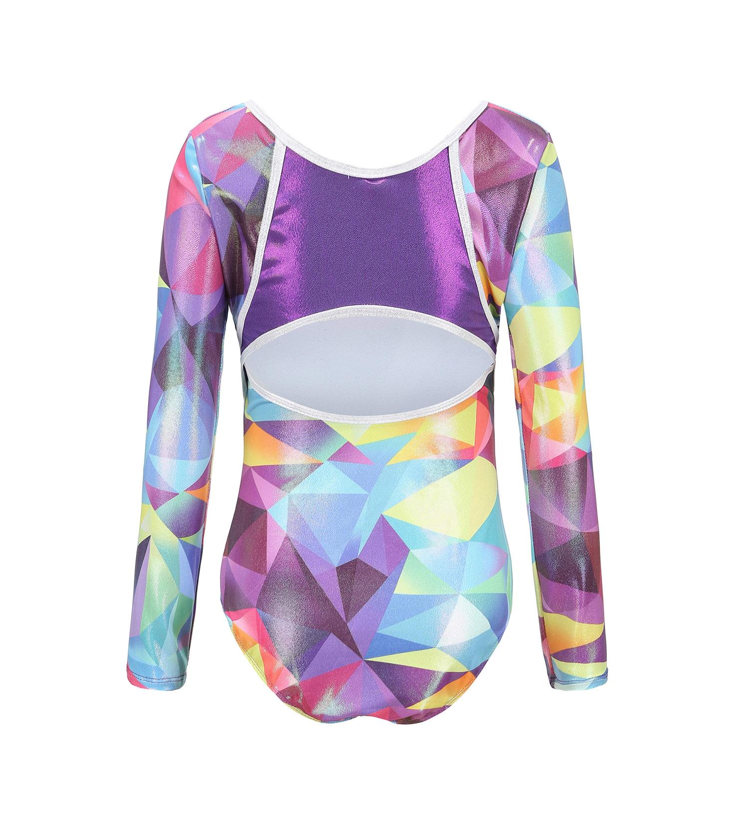 Kql Starry Girls Gymnastics Leotard 7-8 Years | Sparkly Dancewear for Kids 5-14Years | Rainbow Geometric Training Costume - Buy Online on SooperMarket.com