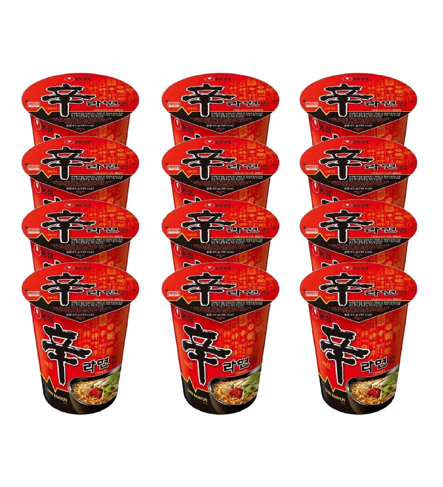 TOPLINE Shin Cup Noodles Multipack - 2 Boxes of 6 x 86g Gourmet Hot & Spicy Instant Pot Korean Noodles with Topline Card for Packed Lunch Snacks Camping Meals - Buy Online on SooperMarket.com