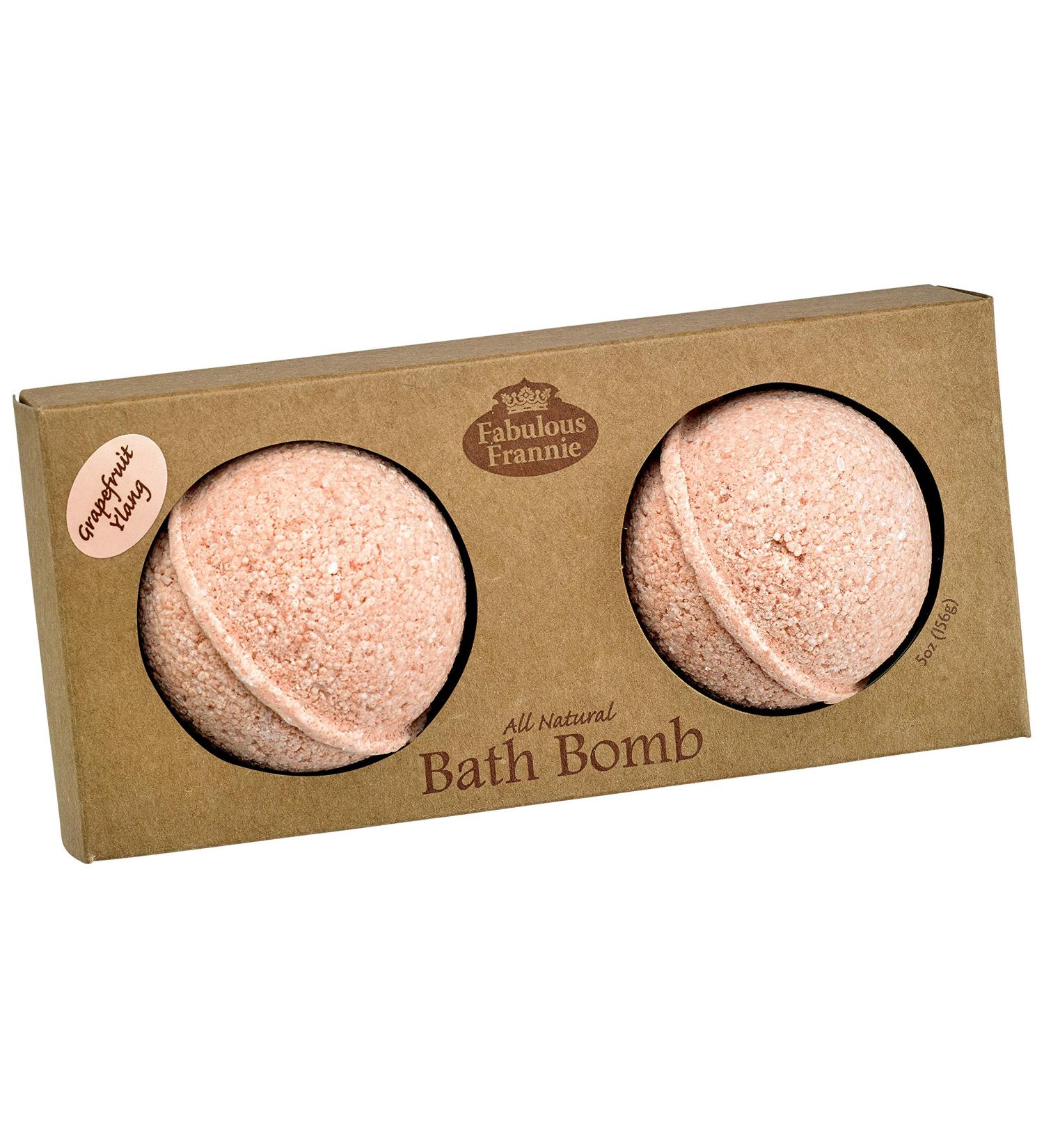 Fabulous Frannie Orange Vanilla Natural Handmade Bath Bomb Set Rich in Essential Oil Salt Coconut Oil Witch Hazel Ultra Plush Spa Fizzies to Moisturize Skin 2 pk 2.5oz each