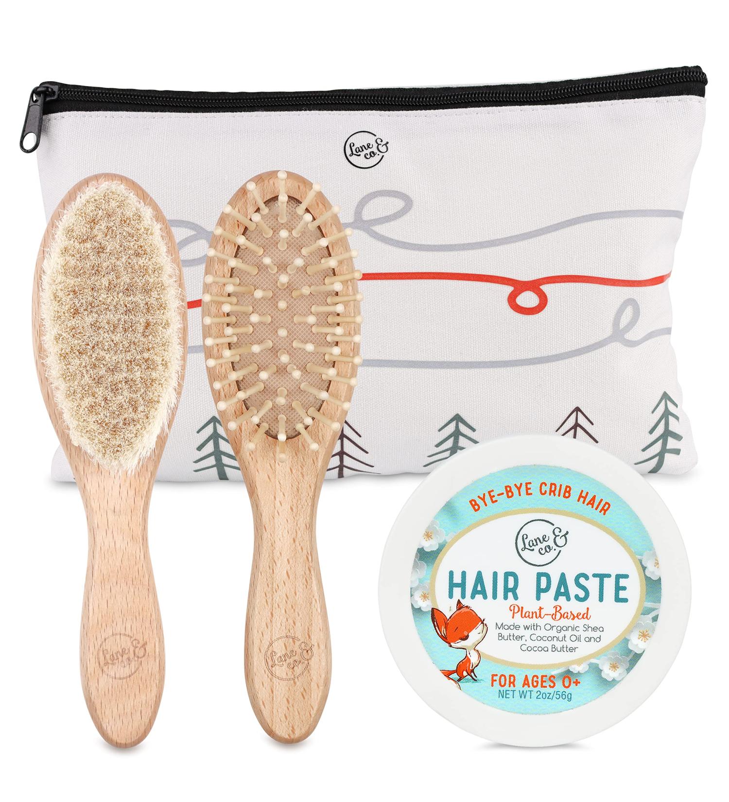 LANE & CO. Kids Hair Gel Set with Goat Hair Brush - Natural Organic Plant-Based Styling Paste for Baby and Toddler | Child-Safe Formula with Shea and Cocoa Butter, Coconut Oil - Buy Online on SooperMarket.com