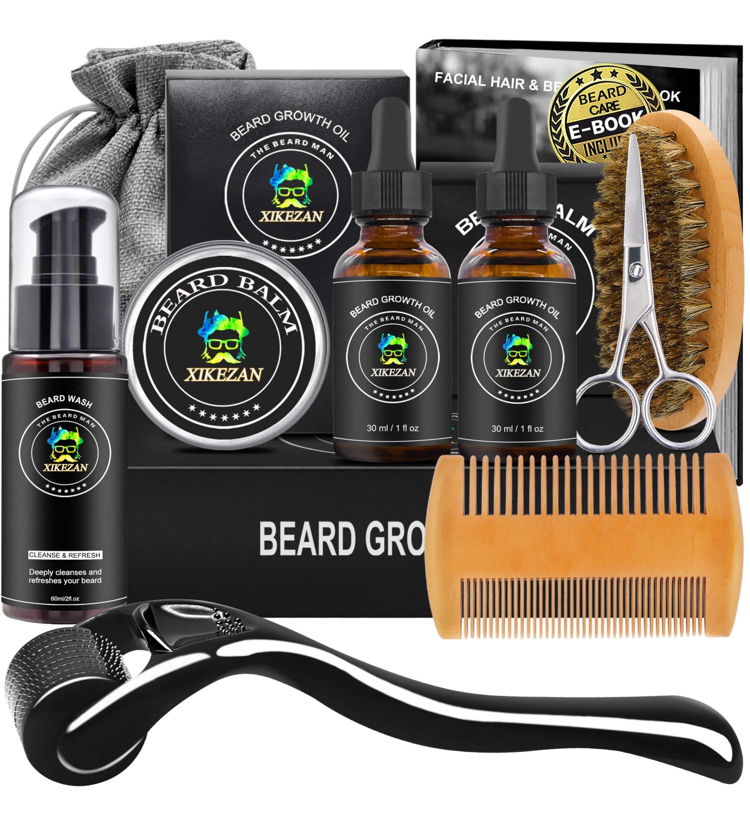 Ultimate Beard Growth Kit - 9 Essential Items for Men | Grooming Set with Oil, Roller, Wash & More | Perfect Christmas Gift for Dad - Buy Online on SooperMarket.com