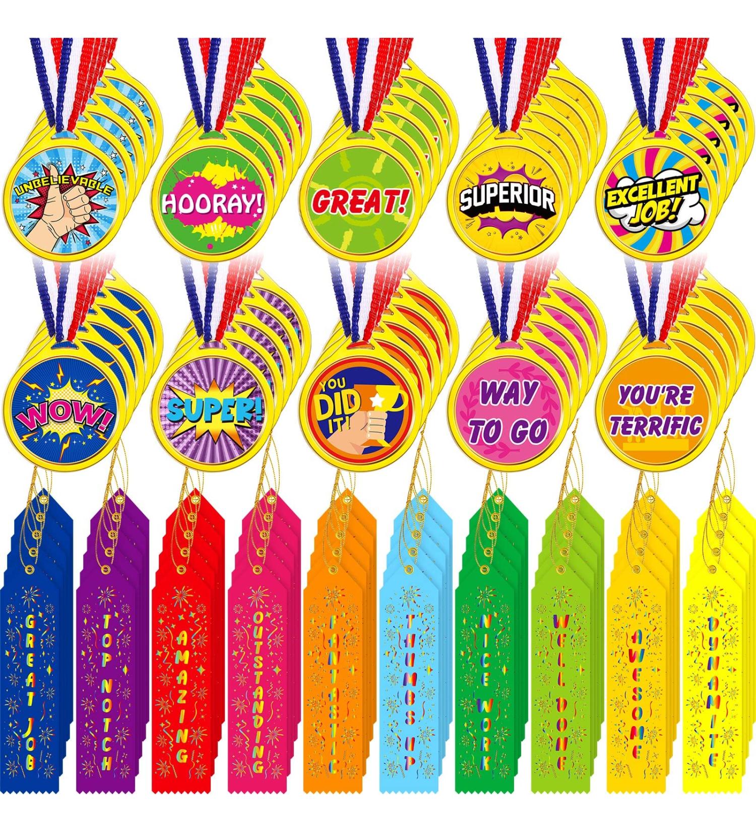 100 Pieces Winner Award Medal and Ribbons for Kids - Ideal for Competitions, School Contests, and Sports Events - Buy Online on SooperMarket.com
