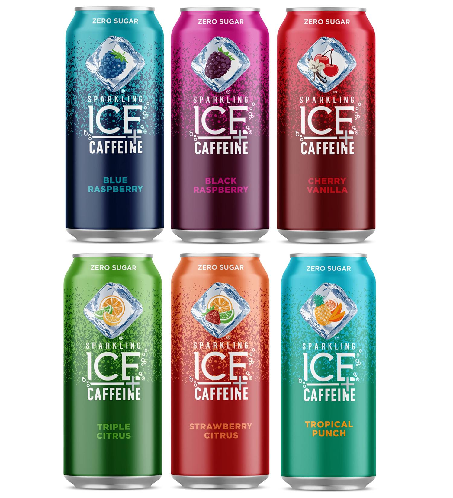 Buy Sparkling Ice +Caffeine 16oz Cans - Zero Sugar Flavored Sparkling Water with Antioxidants & Vitamins | Multi-Flavor Variety Pack (10 Cans) - Oasis Snacks Gift Included - Buy Online on SooperMarket.com