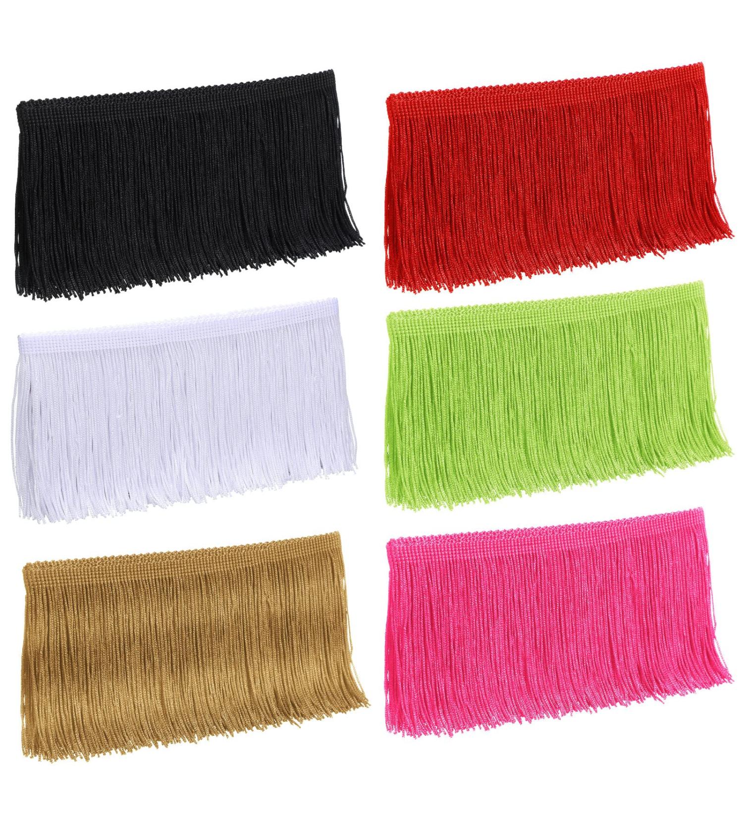 6 Rolls/12 Yards Multi-Colored Fringe Trim Lace Ribbon - DIY Sewing Crafts Curtains Decor - 4 Inch Vivid Colors - Buy Online on SooperMarket.com