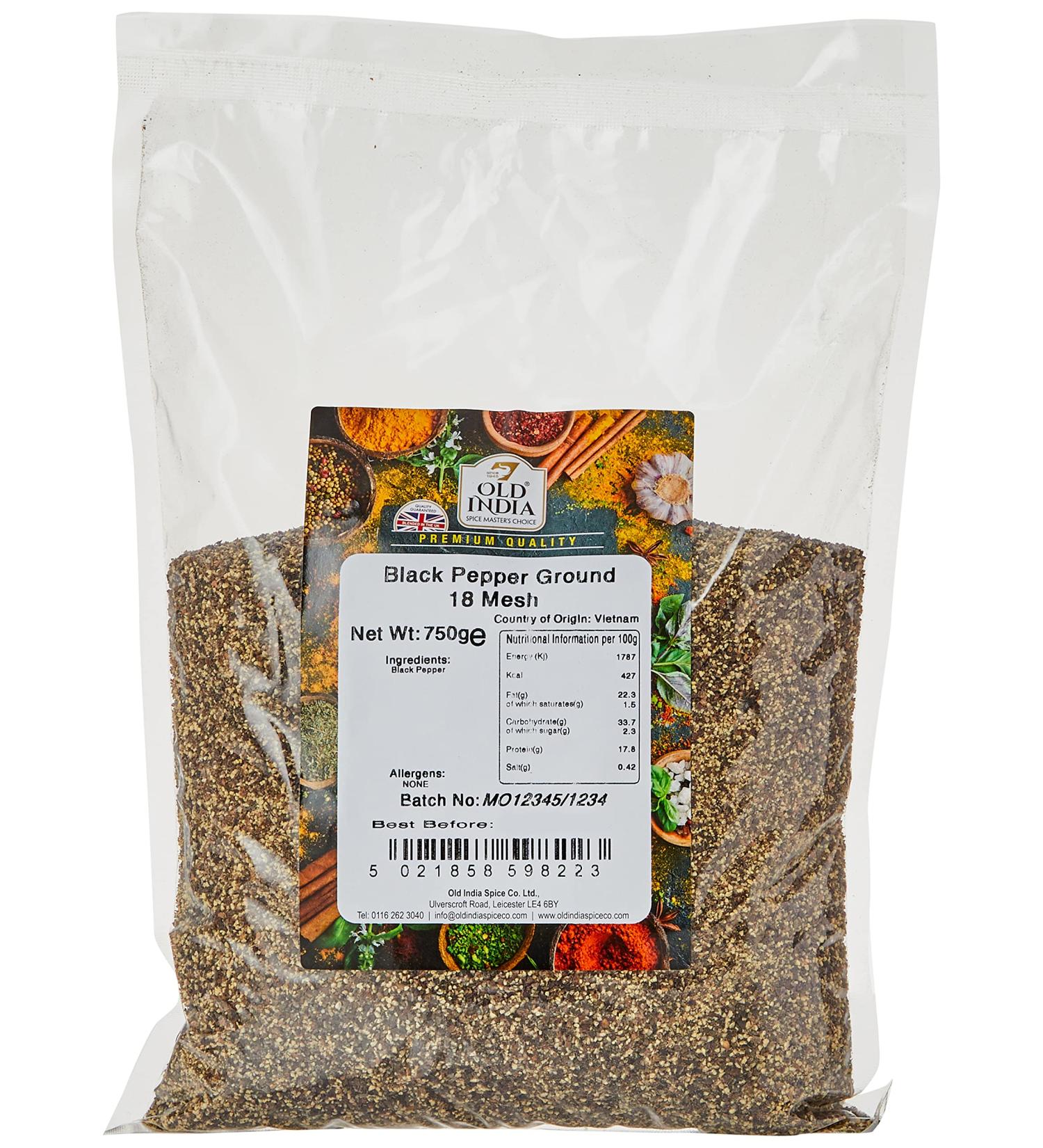 Old India Black Pepper Ground 18 Mesh 750g - Premium Quality Spice - Buy Online on SooperMarket.com