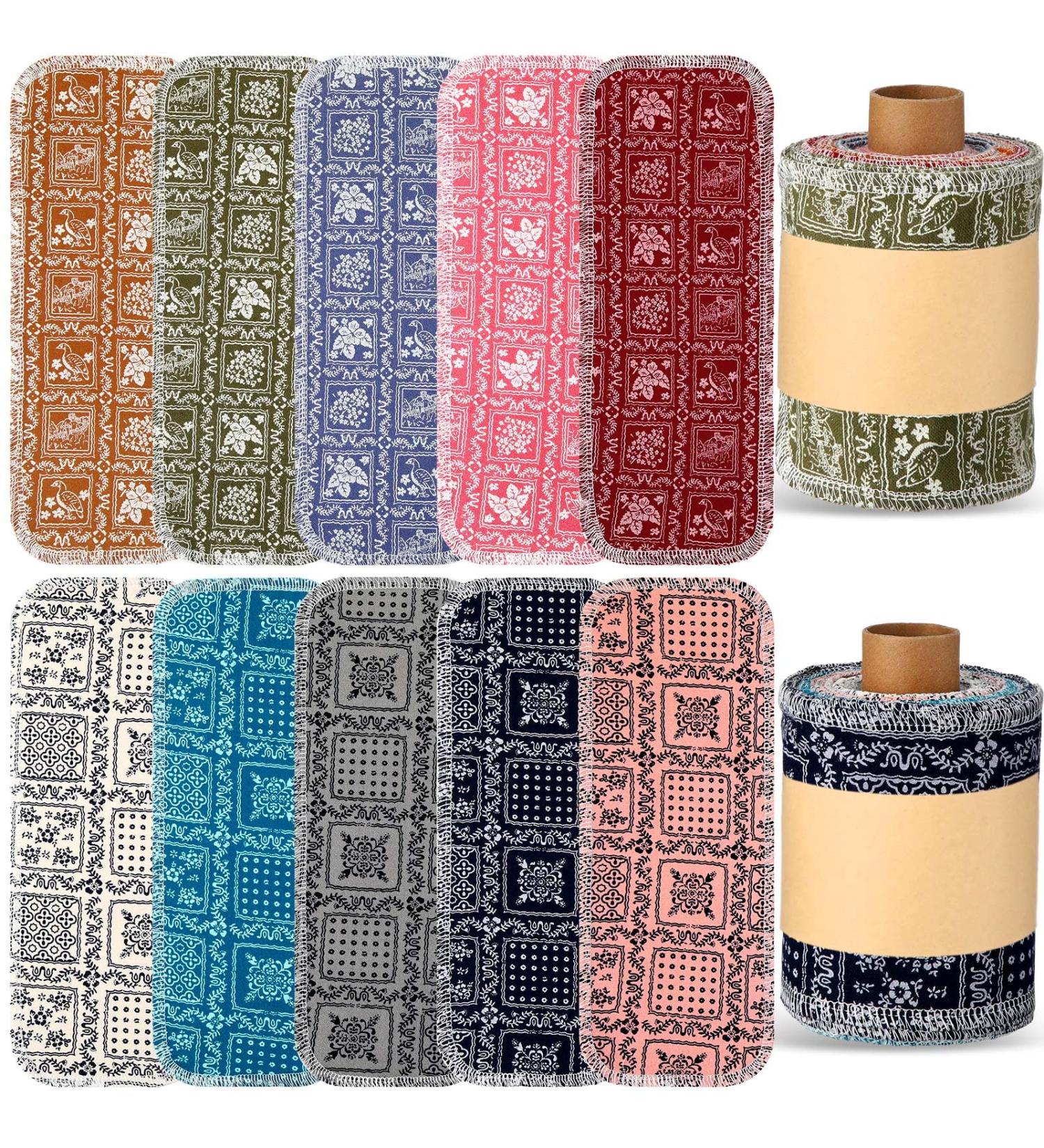 Vitalcozy 50-Pack Reusable Cotton Toilet Towels | Washable Bidet & Paperless Kitchen Towels | Eco-Friendly Vintage Flower Design - Buy Online on SooperMarket.com