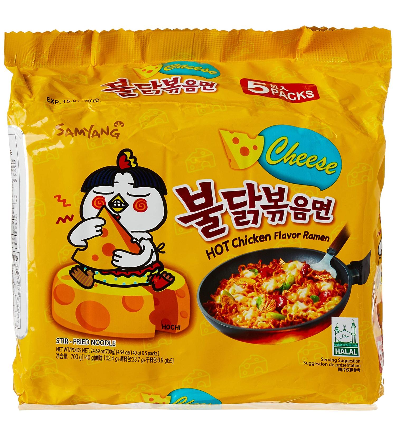 Samyang Cheese Variety Hot Chicken Ramen Noodles - Spicy Chicken & Cheese Flavor 140g | International Shipping Available - Buy Online on SooperMarket.com