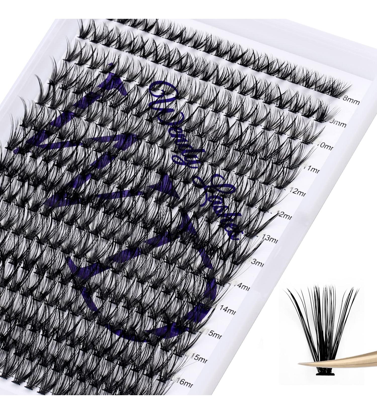 300PCS 40D 0.07mm D Curl Individual Cluster Lashes Extension | Mixed Lash Clusters 8-16mm | DIY Home Eyelashes Extensions - RR-8-16mm Wide Stem - Buy Online on SooperMarket.com