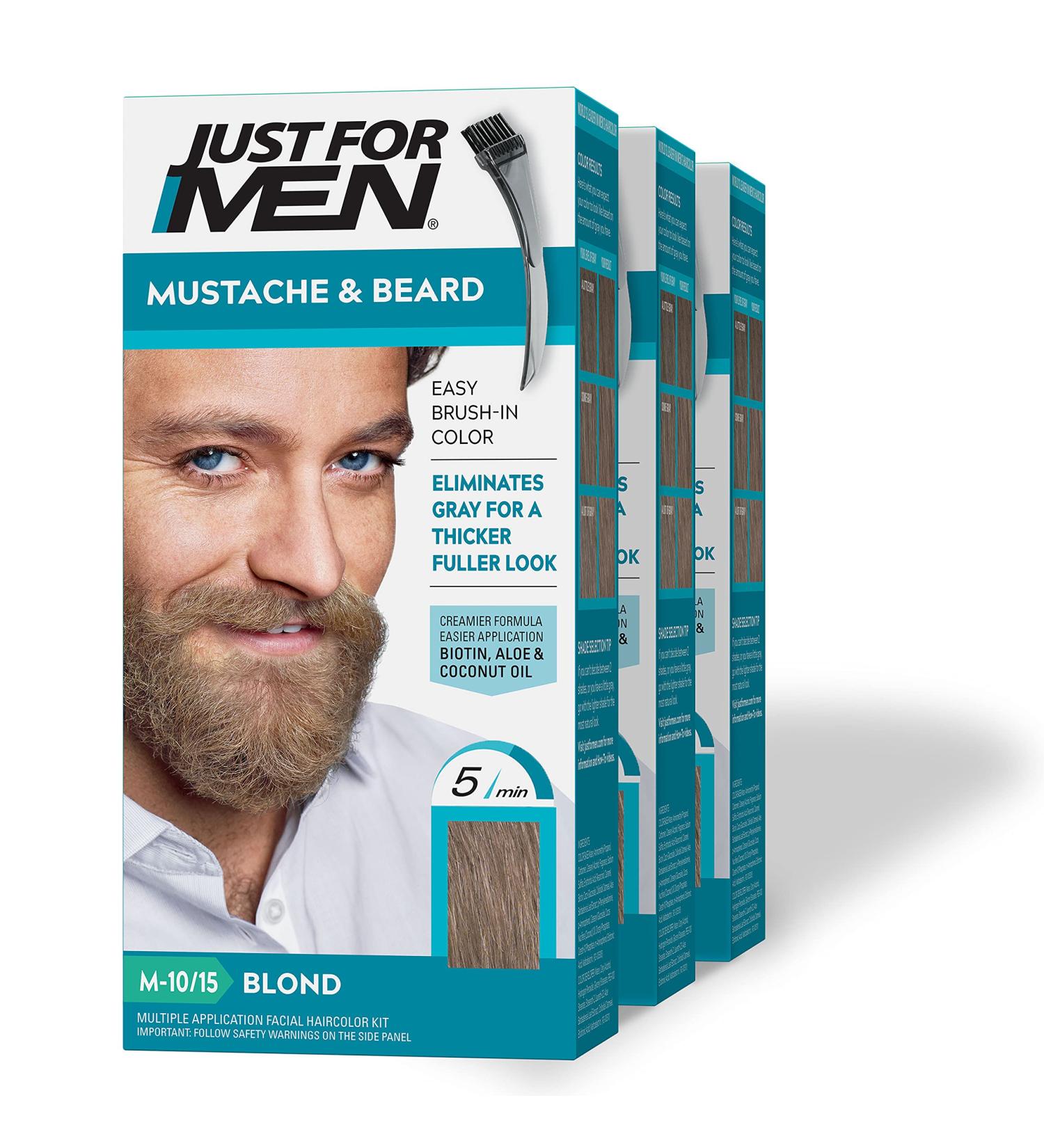 Just For Men Mustache & Beard Dye with Biotin, Aloe, and Coconut Oil - 3 Pack Blonde M-10/15 (Pack of 3) - Buy Online on SooperMarket.com