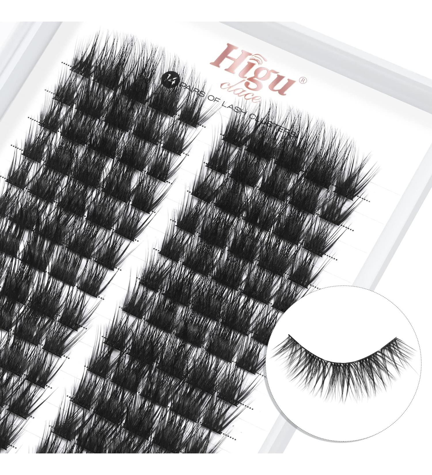 14 Pairs D Curl Cluster Lashes - 140 PCS DIY Individual Wisps, Reusable Segments for Professional Makeup - Devil 05-D - Buy Online on SooperMarket.com