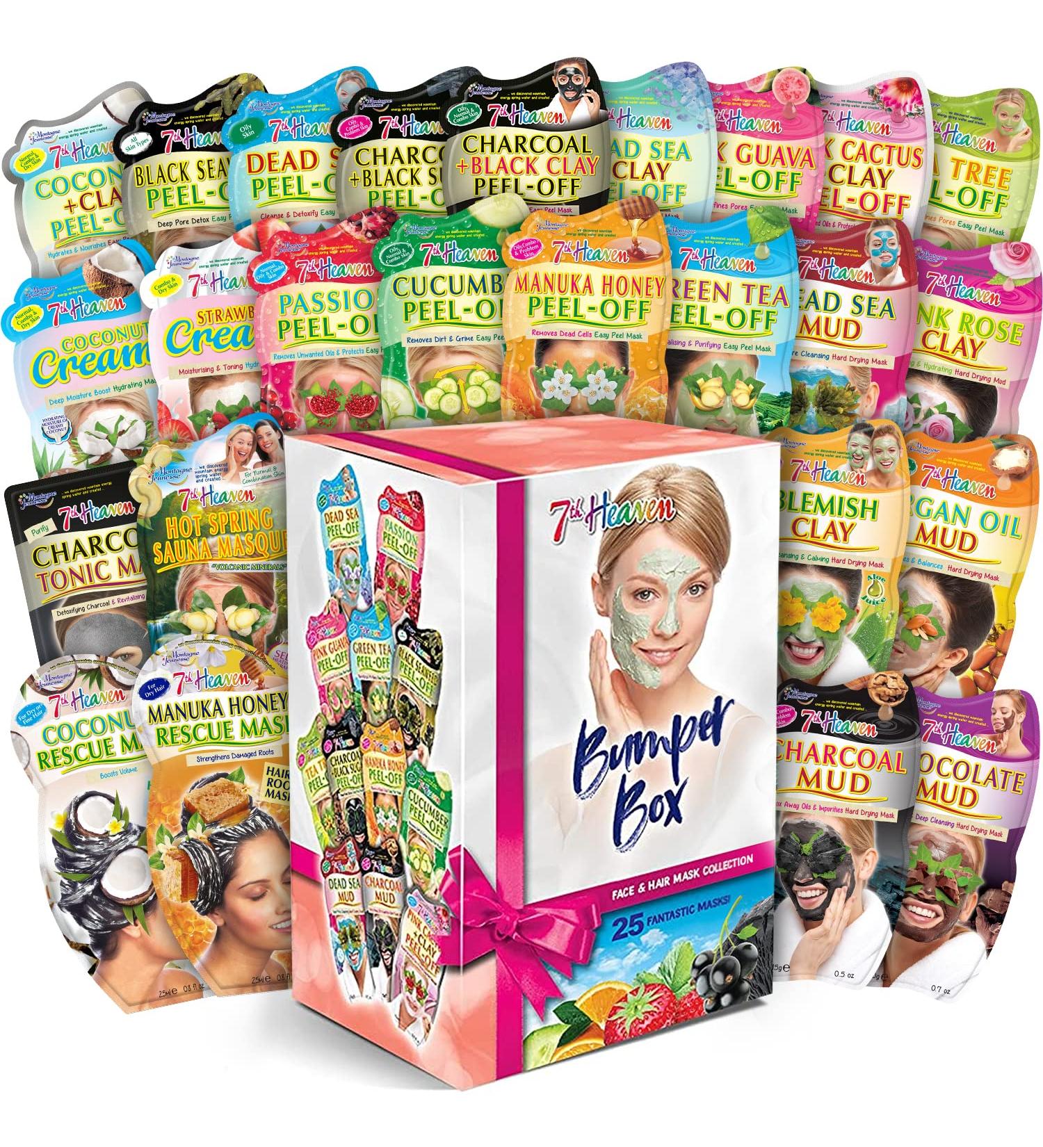 7th Heaven Bumper Box Gift Set - 25 Face Masks & Hair Masks for Skincare - Variety of Peel Off, Clay Face Masks, for Damaged Hair - Contents May Vary - Buy Online on SooperMarket.com