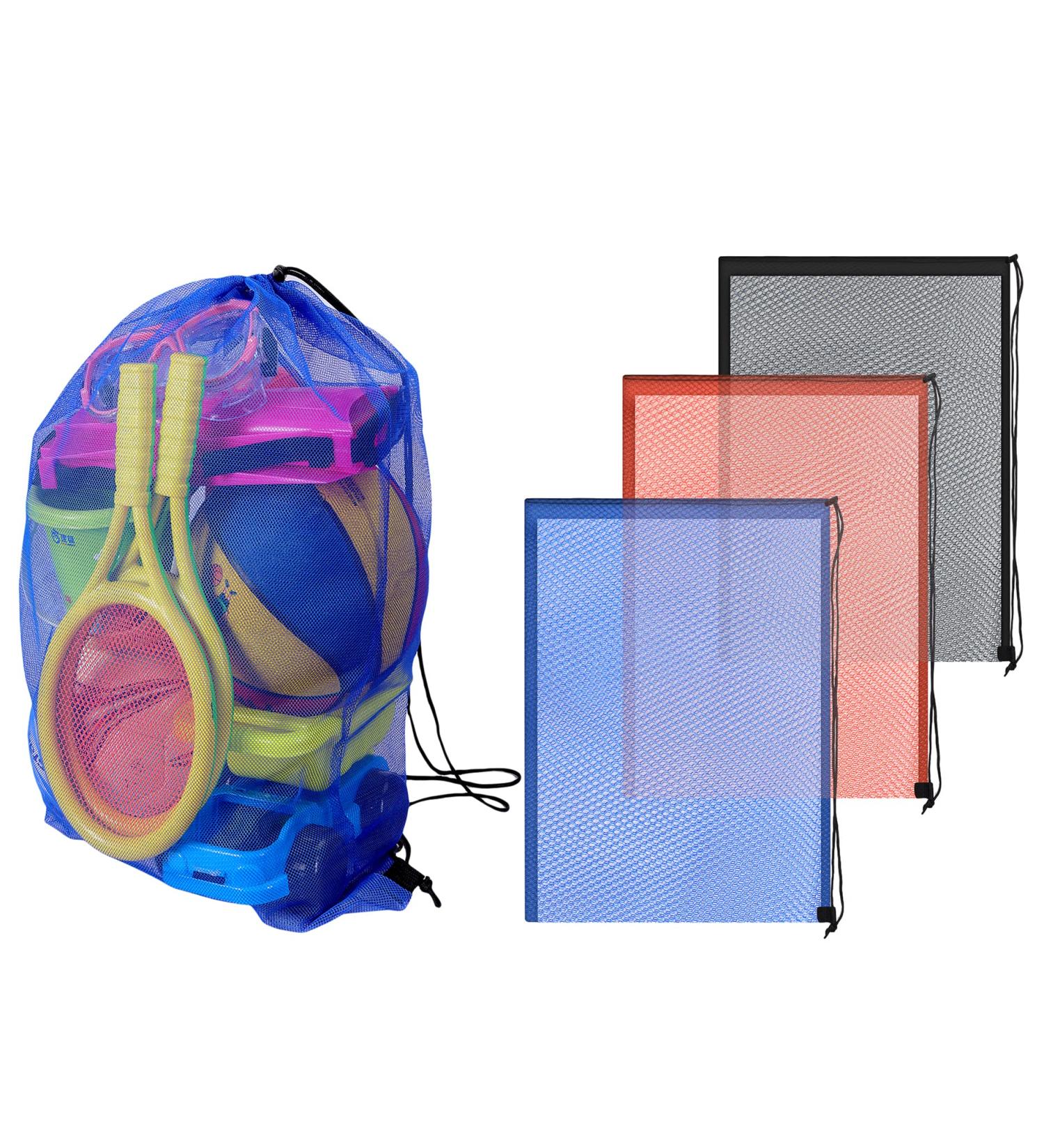 AceAcr 18x27 Mesh Gear Bag - Diving Backpack Drawstring Net Bag | Snorkel Equipment, Gym, Beach, Sports Balls, Laundry | Orange, Blue, Black - Buy Online on SooperMarket.com