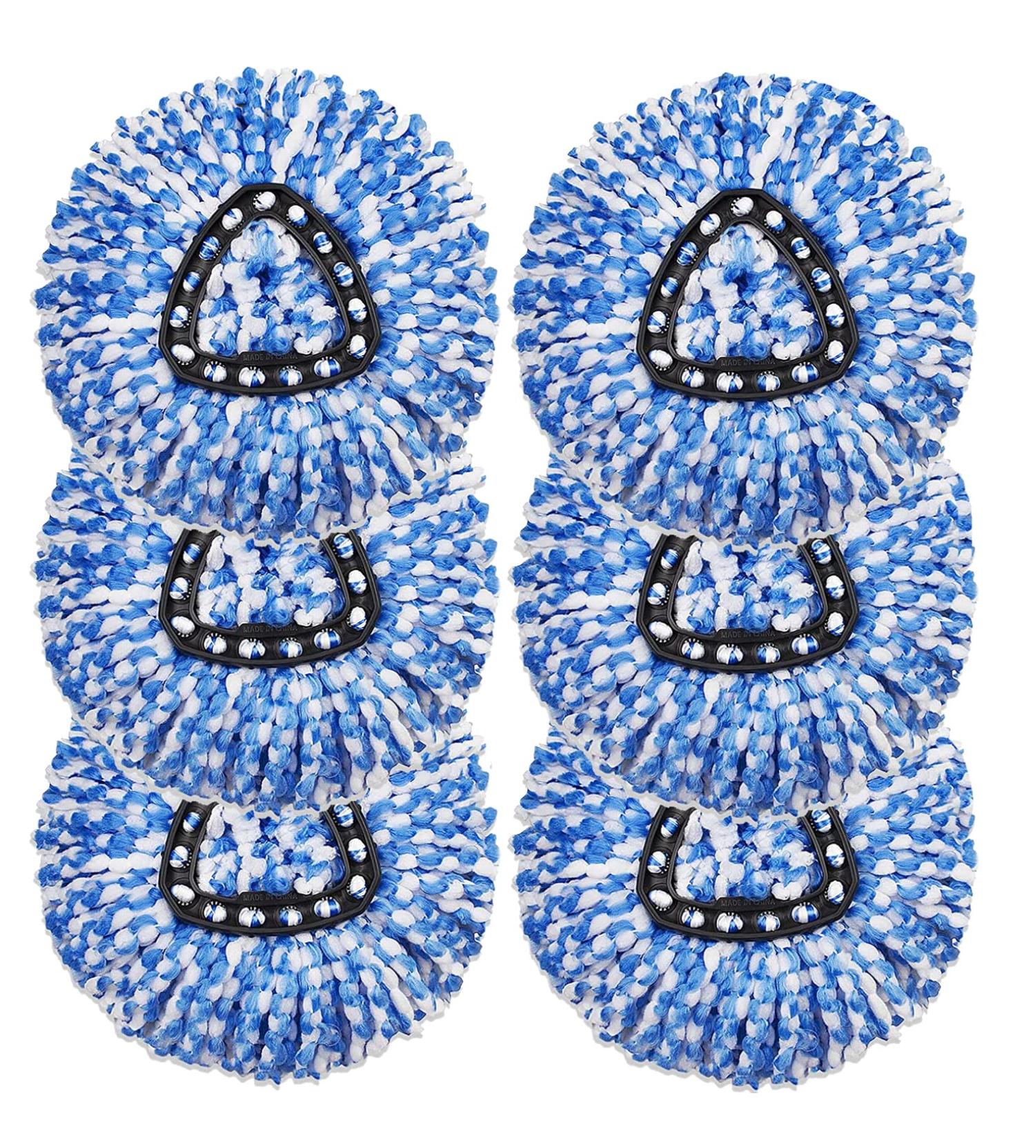 Microfiber Spin Mop Replacement Heads - 6 Pack for EasyWring RinseClean 2 Tank Bucket System - Buy Online on SooperMarket.com
