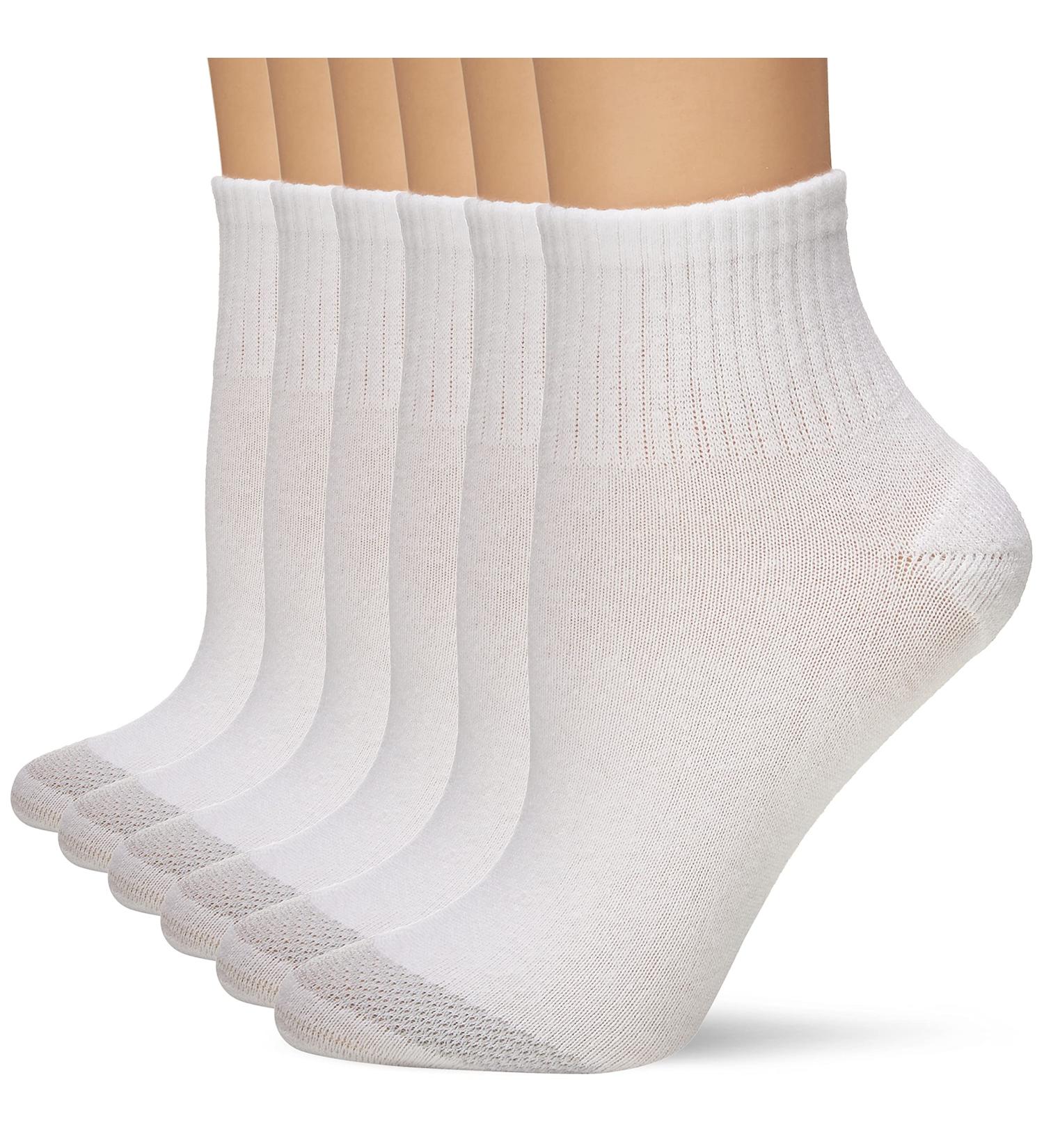 Hanes Women's Cool Comfort Toe Support Ankle Socks - 6-Pack, White/Grey Vent - Size 5-9 - Buy Online on SooperMarket.com