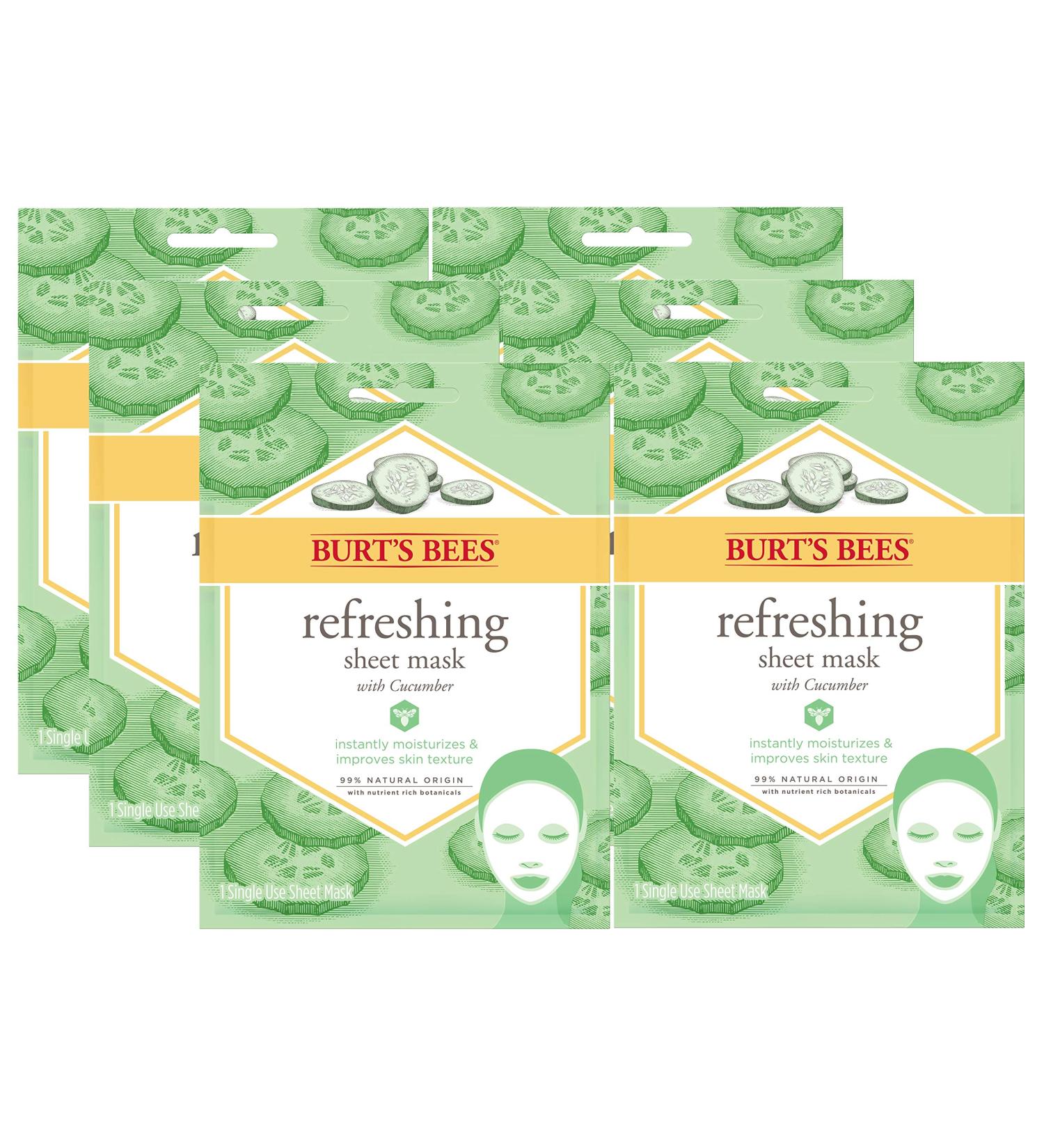 Burt's Bees Cucumber Refreshing Sheet Mask - 6 Pack | Hydrating Face Mask - Buy Online on SooperMarket.com