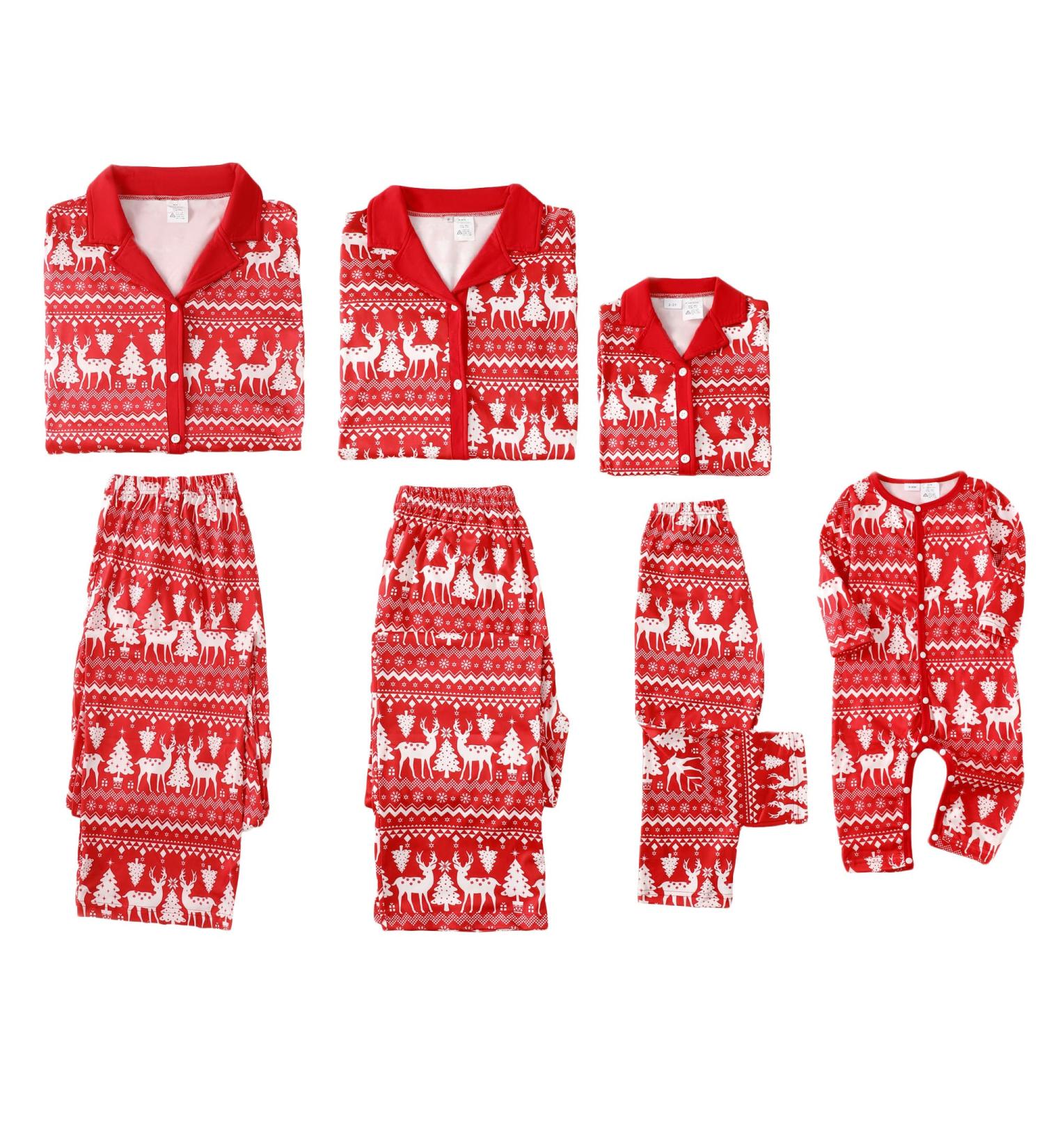 Christmas Matching Family Pyjamas Set - Red Xmas Sleepwear for Adults, Kids & Baby 12-18 Months - Buy Online on SooperMarket.com