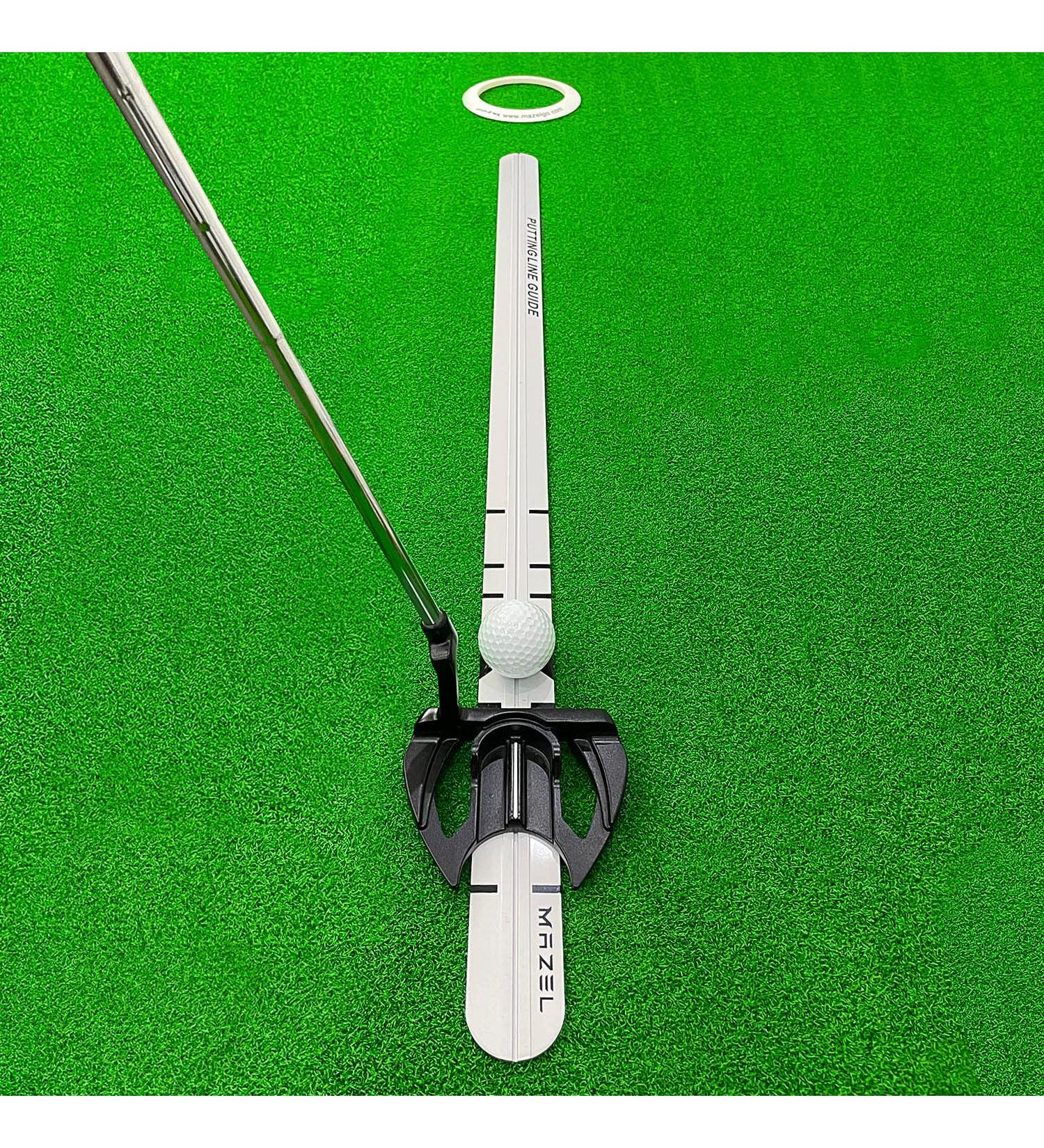 Mazel Golf Putting Alignment Rail Trainer for Precision Distance Control and Instant Feedback - Alloy Steel Putting Aid with Ring and Practice Ball - Buy Online on SooperMarket.com