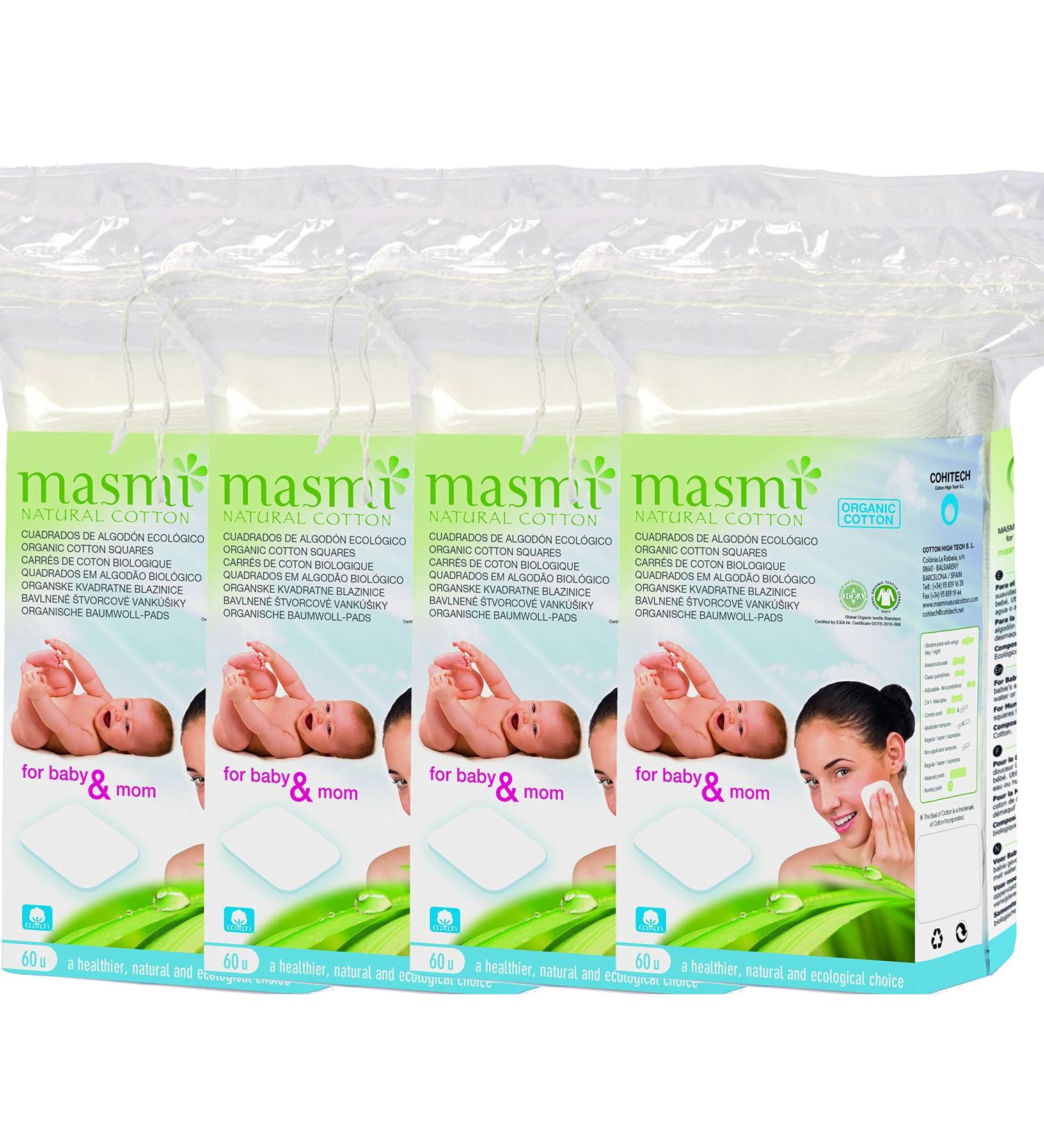 MASMI NATURAL COTTON Organic Cleansing Pads - Pack of 4 (240 Pieces) | Eco-Friendly & Gentle Skin Care - Buy Online on SooperMarket.com