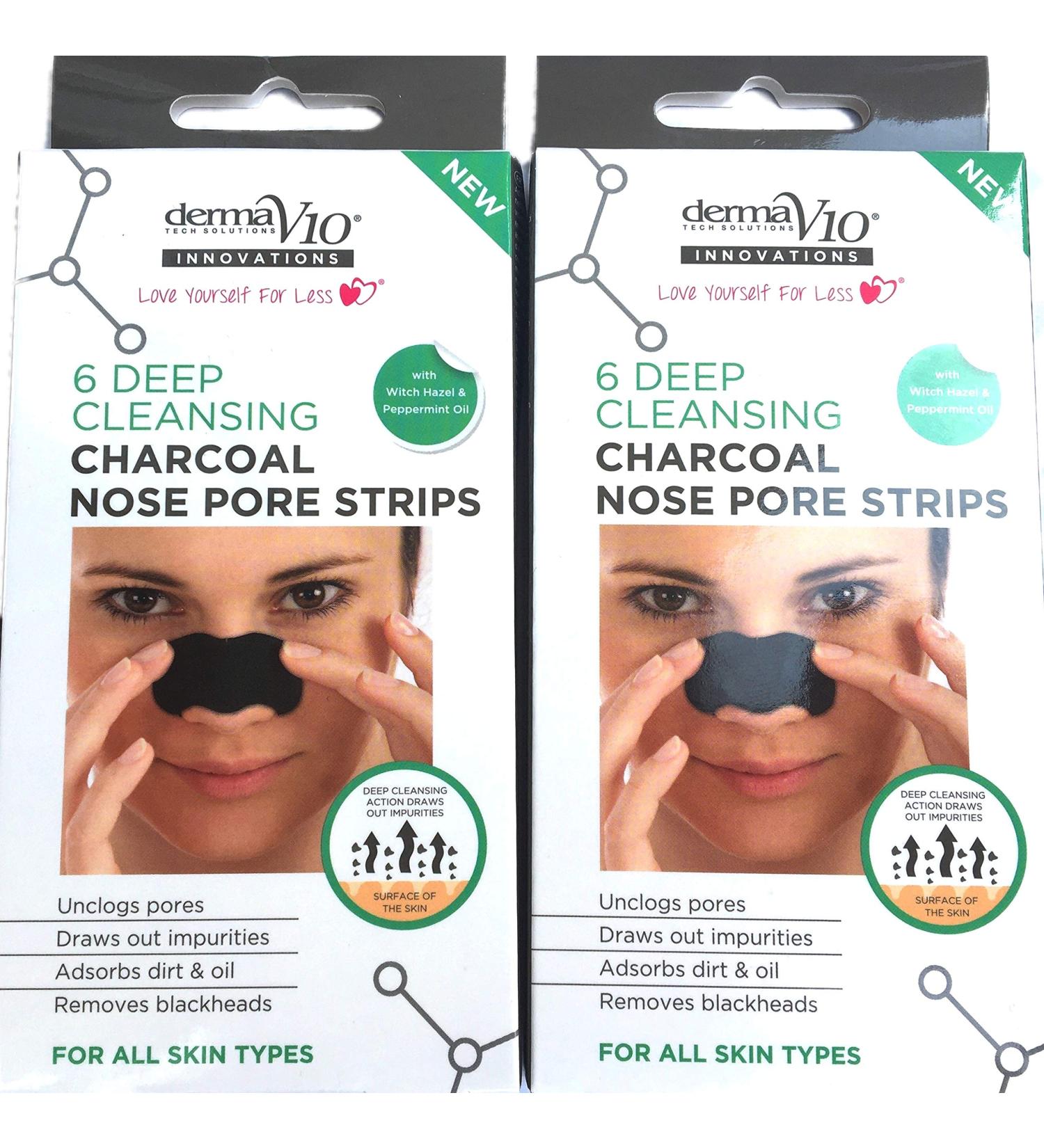 Derma V10 Charcoal Nose Pore Strips for Blackhead Removal - Twin Pack - Buy Online on SooperMarket.com