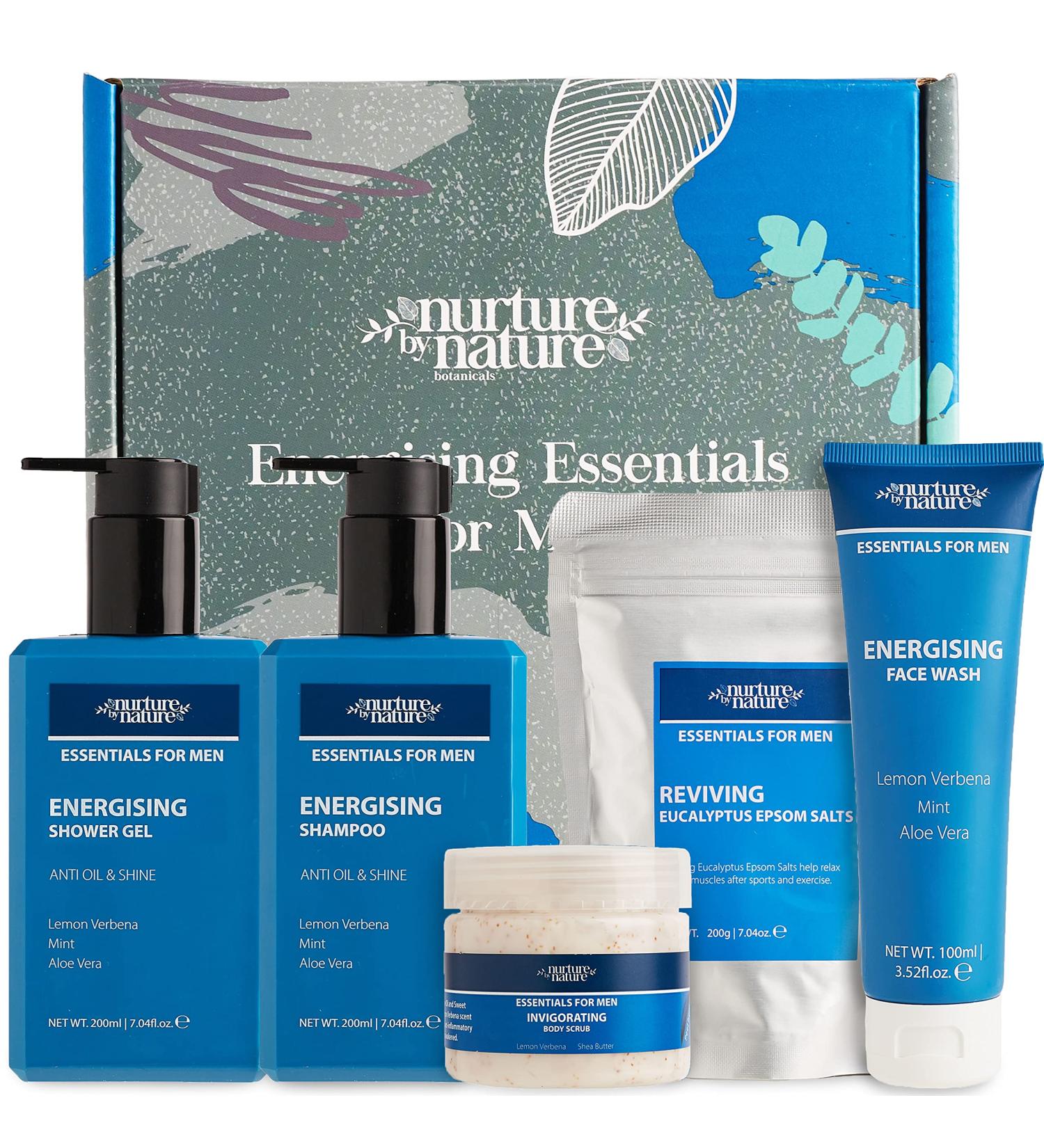 Nurture by Nature Men's Gift Set - 5-Piece Body Care Products for Men | Christmas Gift Basket for Him | Men's Bath & Shower Set - Buy Online on SooperMarket.com