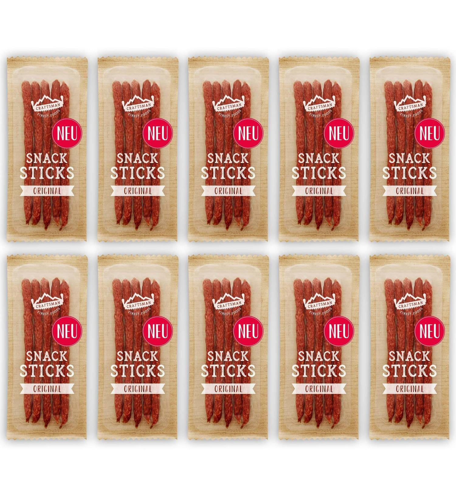 Craftsman Snack Sticks Original - Mini Salami & Smoked Sausage (15 x 45g) | Hearty Meat Snack for On-the-Go | International Shipping Available - Buy Online on SooperMarket.com