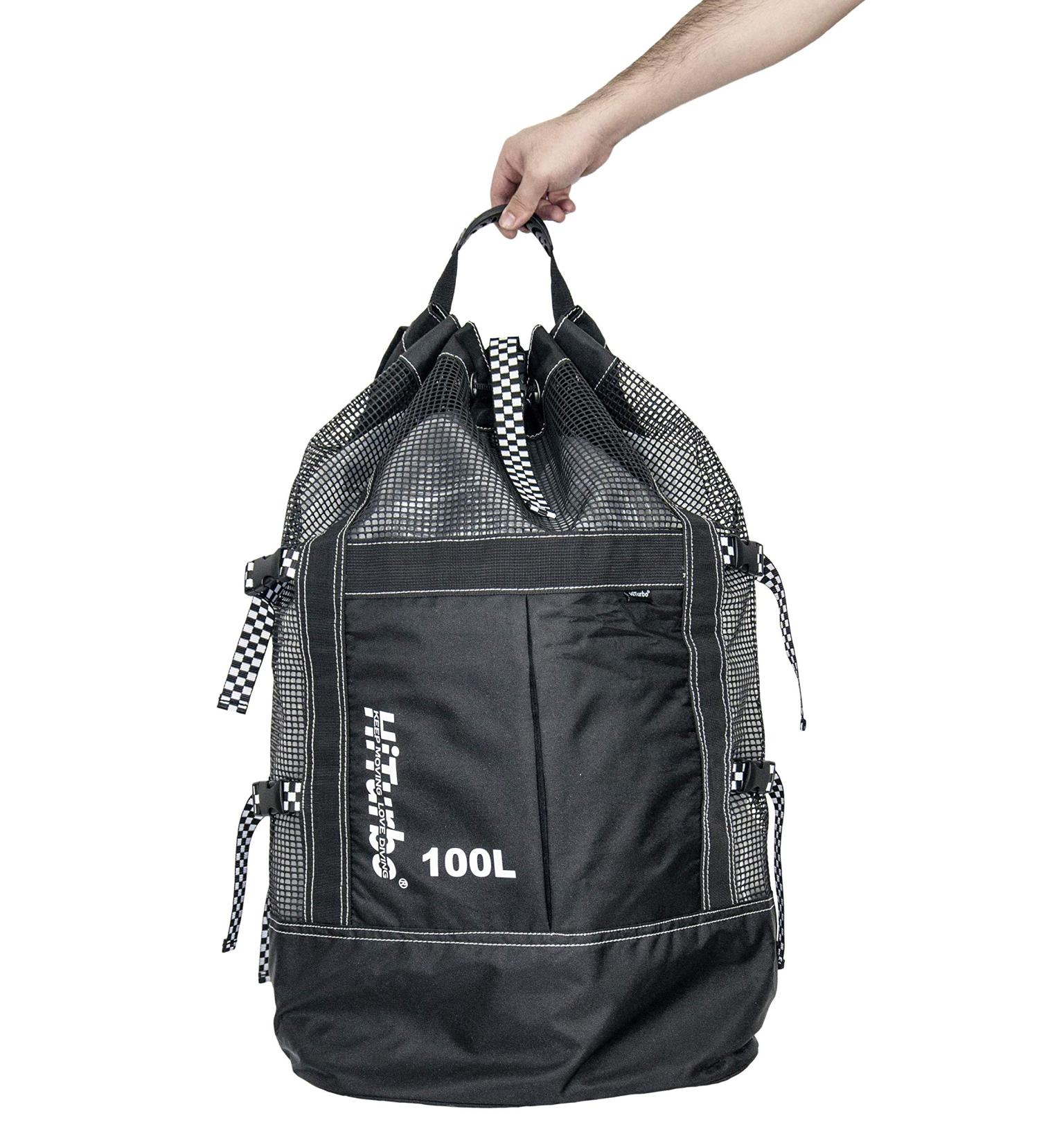 Hiturbo 22 Gallon Scuba Diving and Snorkeling Gear Backpack - Large Capacity Black Mesh Bag for Diving Equipment - Buy Online on SooperMarket.com