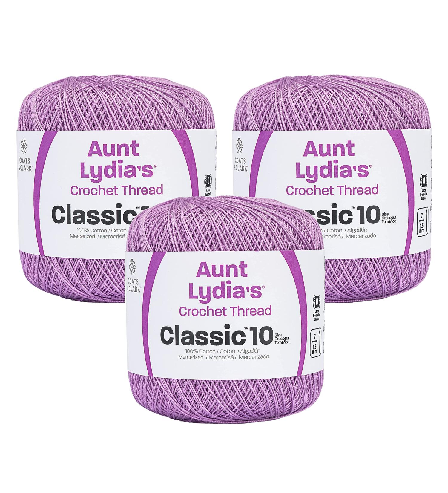 Aunt Lydia's Bulk Buy Crochet Cotton Classic Crochet Thread Size 10 (3-Pack) Wood Violet 154-495