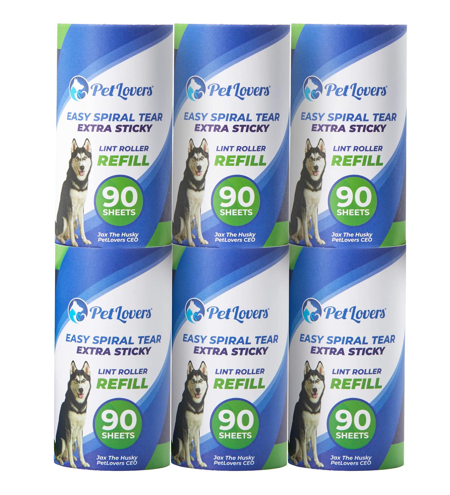 PetLovers Lint Roller Refills - 540 Sheets Extra Sticky for Pet Hair Removal - 6 Pack - Buy Online on SooperMarket.com