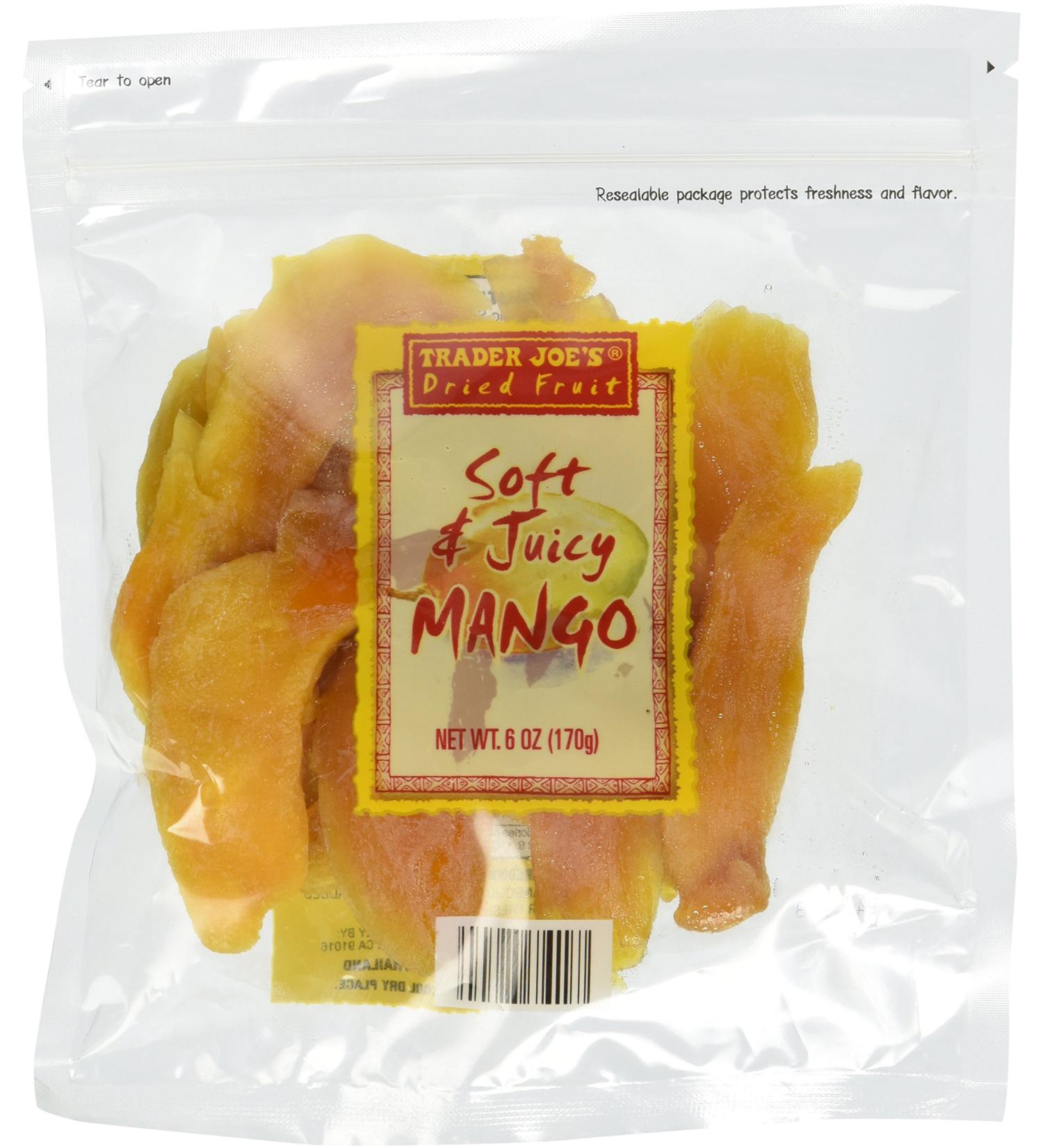 Trader Joe's Soft & Juicy Mango - 6oz (Pack of 4) | Delicious Dried Fruit Snack - Buy Online on SooperMarket.com