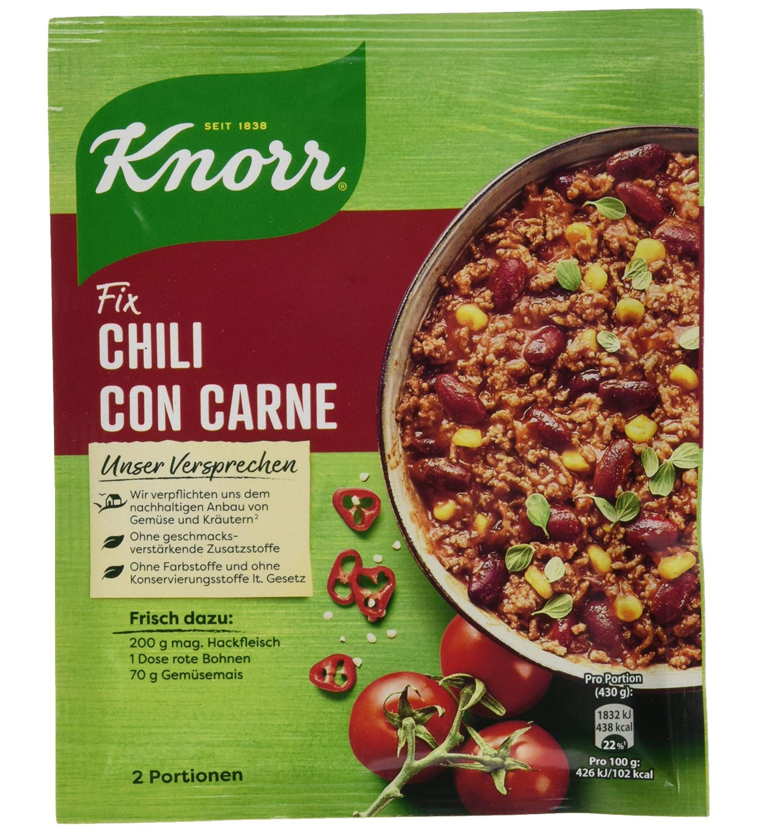 Buy Knorr Chili Con Carne Mix - Spicy Stew with Natural Ingredients | 33g | International Shipping - Buy Online on SooperMarket.com