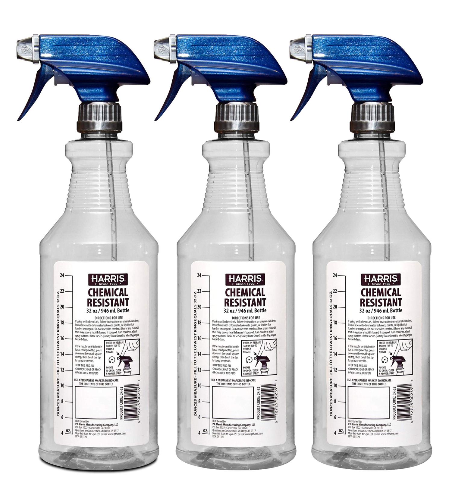HARRIS 32oz Chemically Resistant Spray Bottles - 3-Pack for Cleaning Solutions | Professional Grade | Water Resistant - Buy Online on SooperMarket.com
