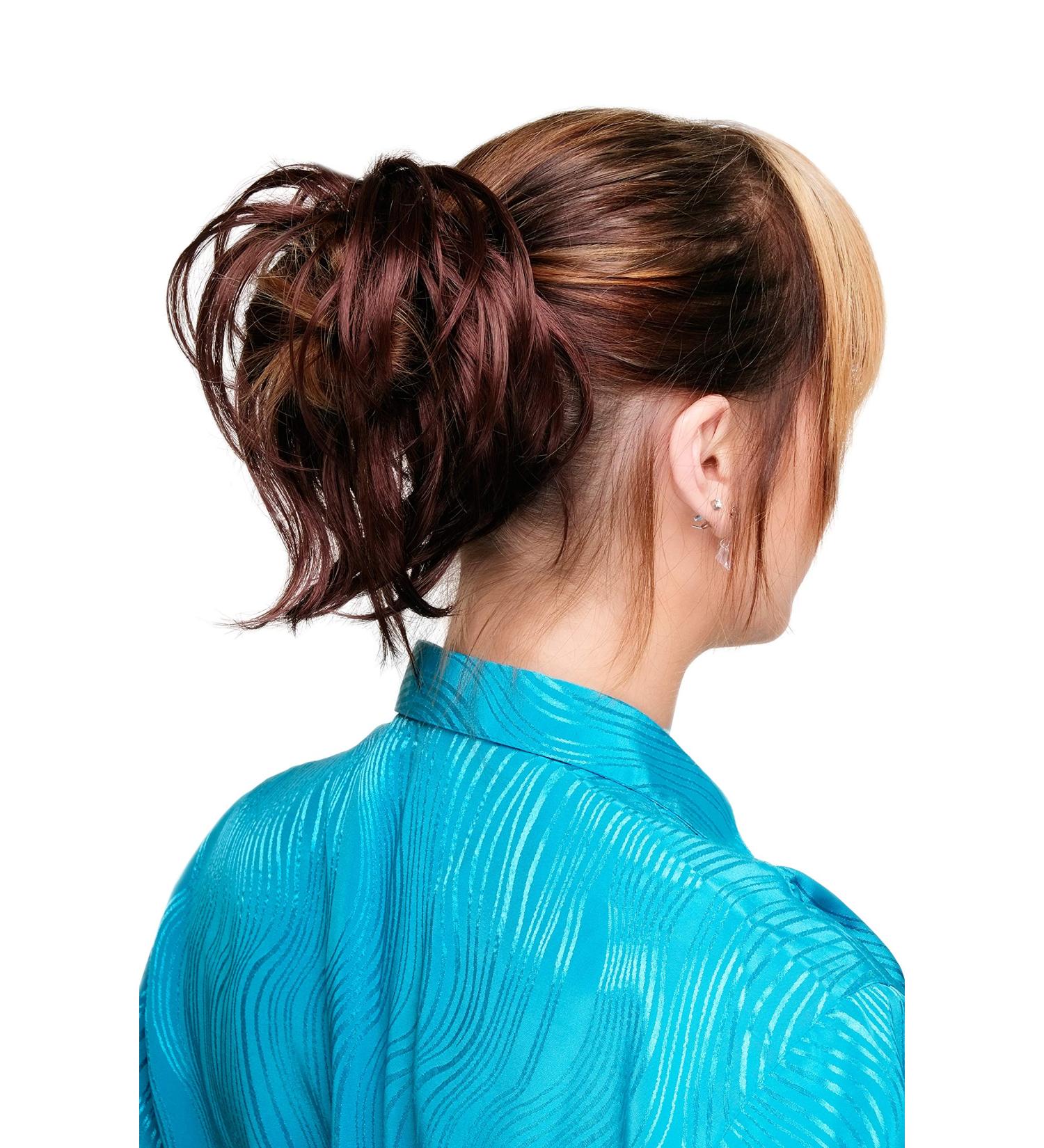 WIG ME UP Hairpiece - Synthetic Hair Scrunchie Ponytail in Brown Reddish Brown Irene-35+6 | International Shipping - Buy Online on SooperMarket.com