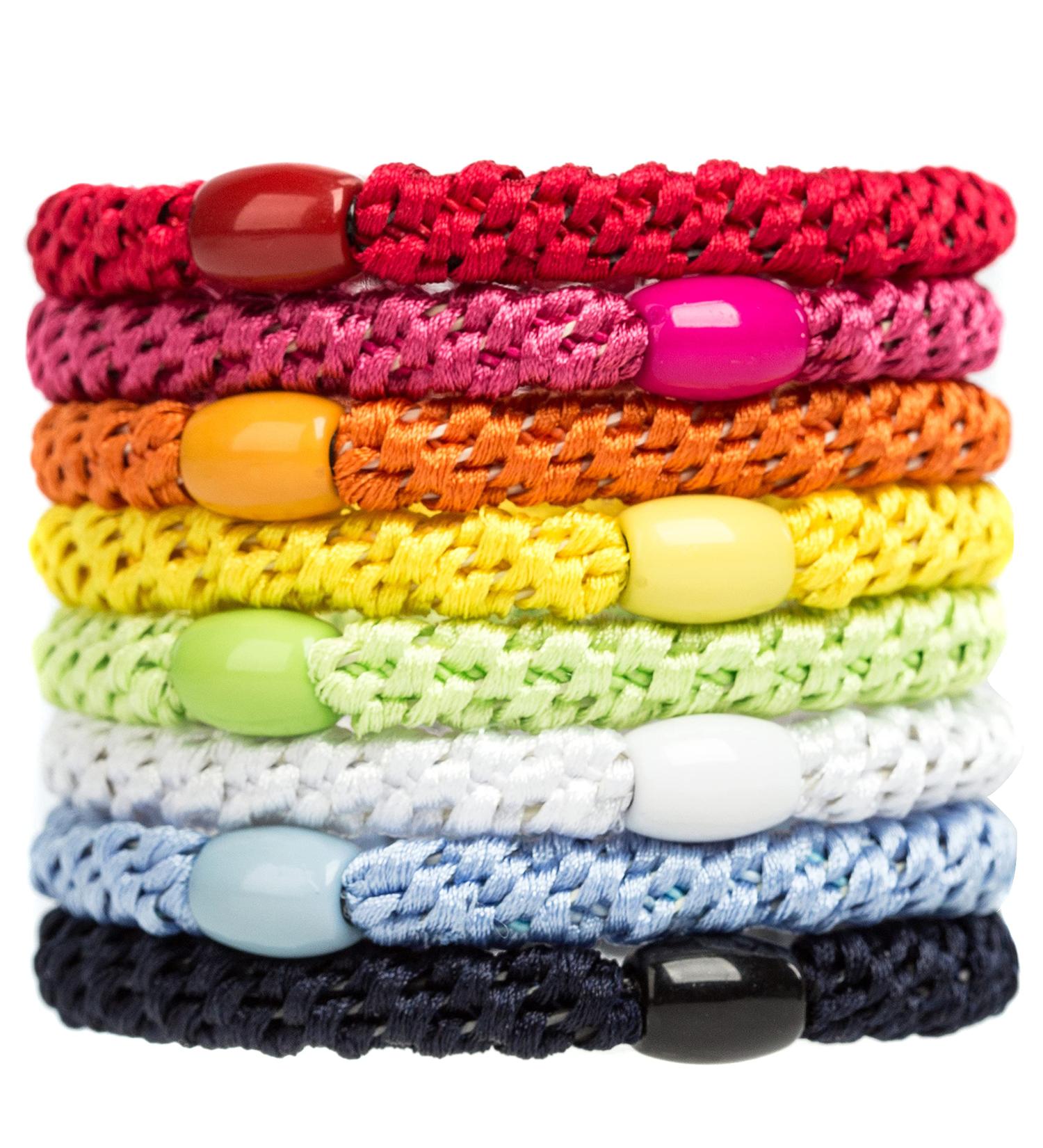 AXEN 8PCS Elastic Hair Ties for Women Girls - Soft Cotton Bands for Thick and Curly Hair - Mixed Colors - Buy Online on SooperMarket.com