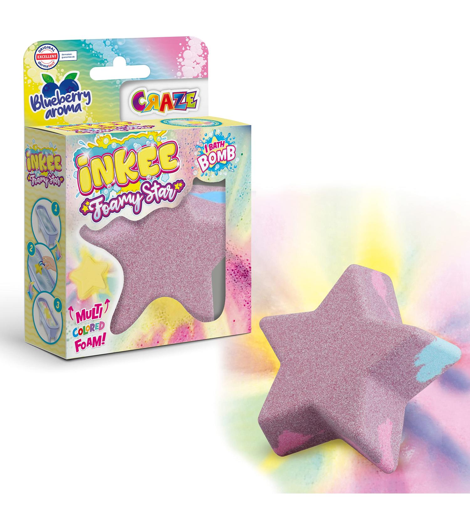 Buy INKEE FOAMY STAR Children's Bath Bomb - Blueberry Aroma | 70g Star-Shaped Creamy Bath Ball for Kids - Buy Online on SooperMarket.com