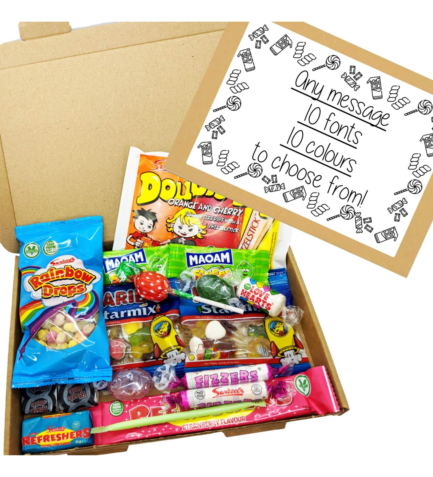 Retro Sweet Gift Box - A5 Letter Box free personalised label by Eventabox *SWEETS VARY* - Buy Online on SooperMarket.com