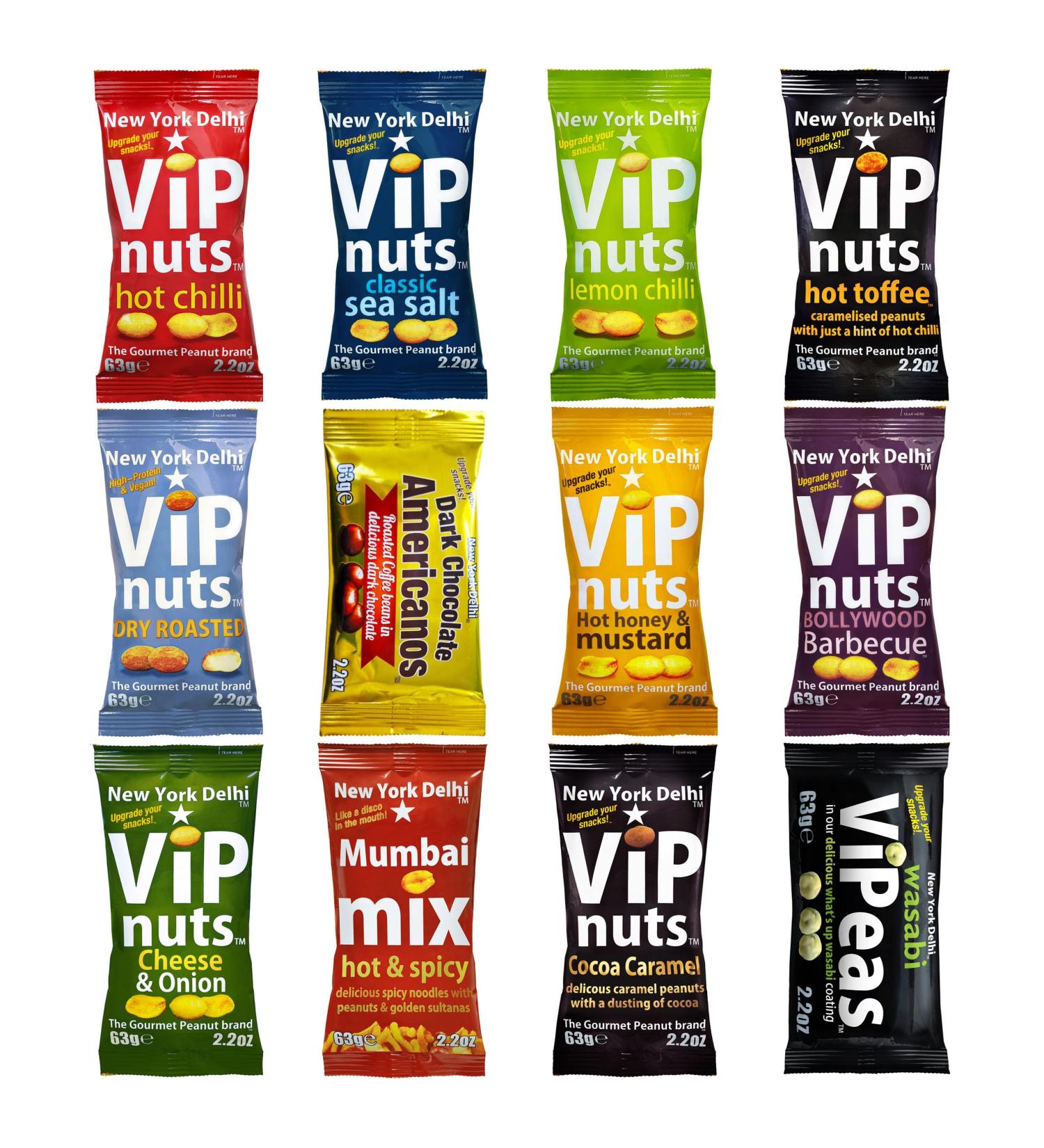 New York Delhi ViPnuts Ultimate Selection Box (12 x 63g) minimum 8 types - usually more - a flavour for every palate - snacks lovers gift - Buy Online on SooperMarket.com