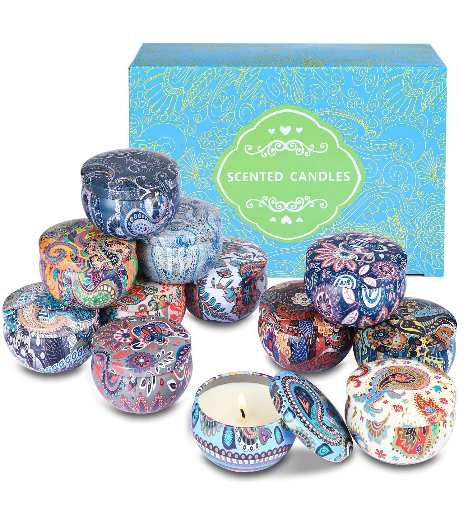 Jospl Fragrance Candles Set - 12 Natural Soy Wax Aroma Candles for Women | Vanilla & Lavender | Ideal Gift for Birthdays Weddings Mother's Day Christmas - 4cm Multicolored Decor - Buy Online on SooperMarket.com