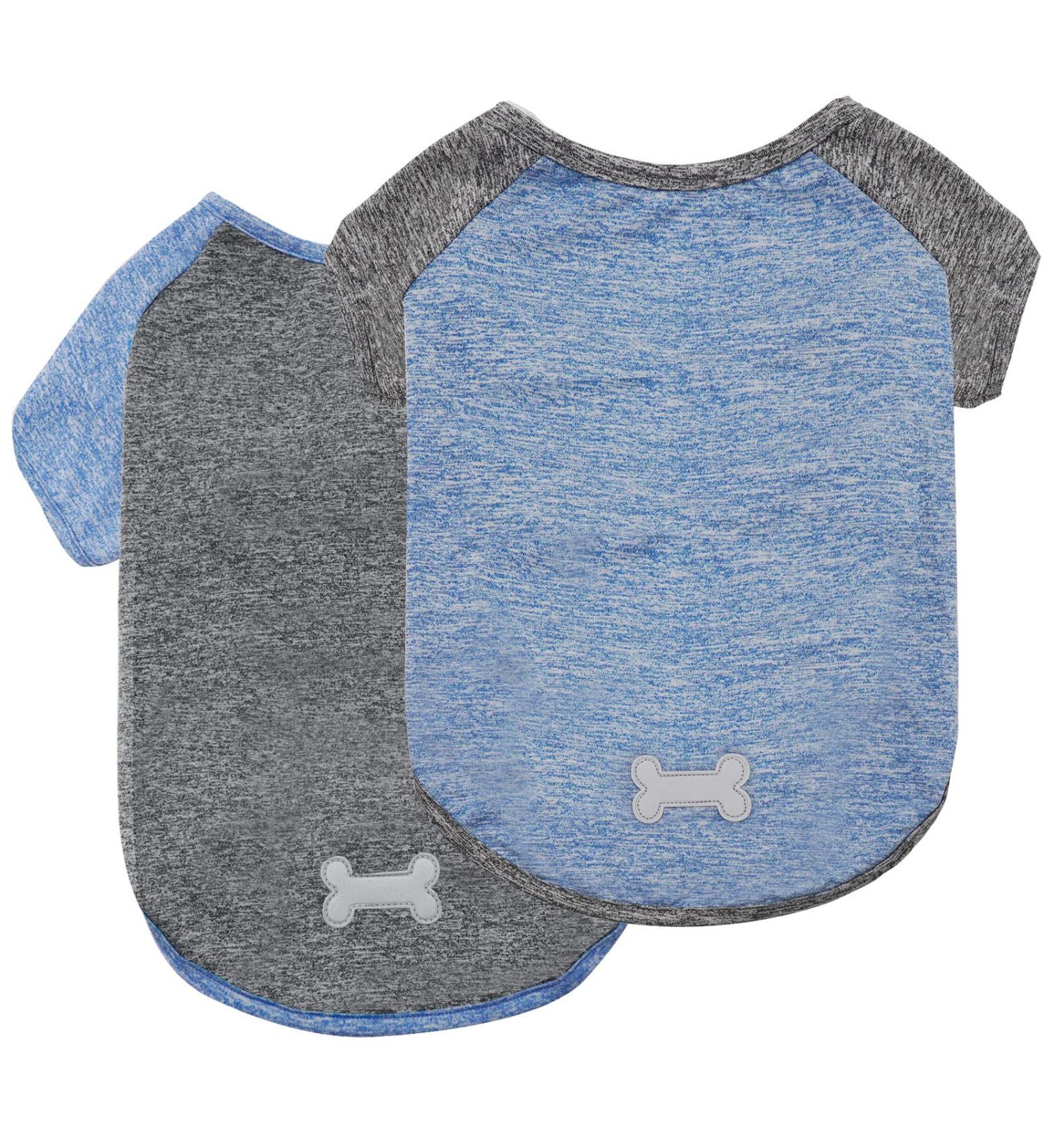 KYEESE 2 Pack Dog Shirts | Quick Dry Raglan Sleeve | Soft & Stretchy | Lightweight Dog Clothes | Reflective Label | 21 Chest | Small to Medium Dogs | Blue & Grey | 2 Pack - Buy Online on SooperMarket.com