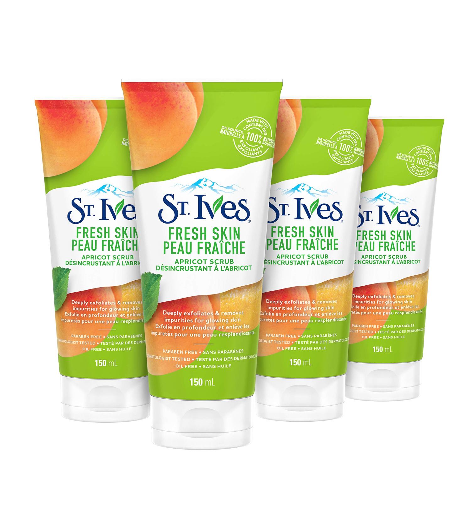 St. Ives Apricot Exfoliating Face Scrub 6oz (Pack of 4) - 100% Natural Exfoliants for Healthy Skin - Buy Online on SooperMarket.com