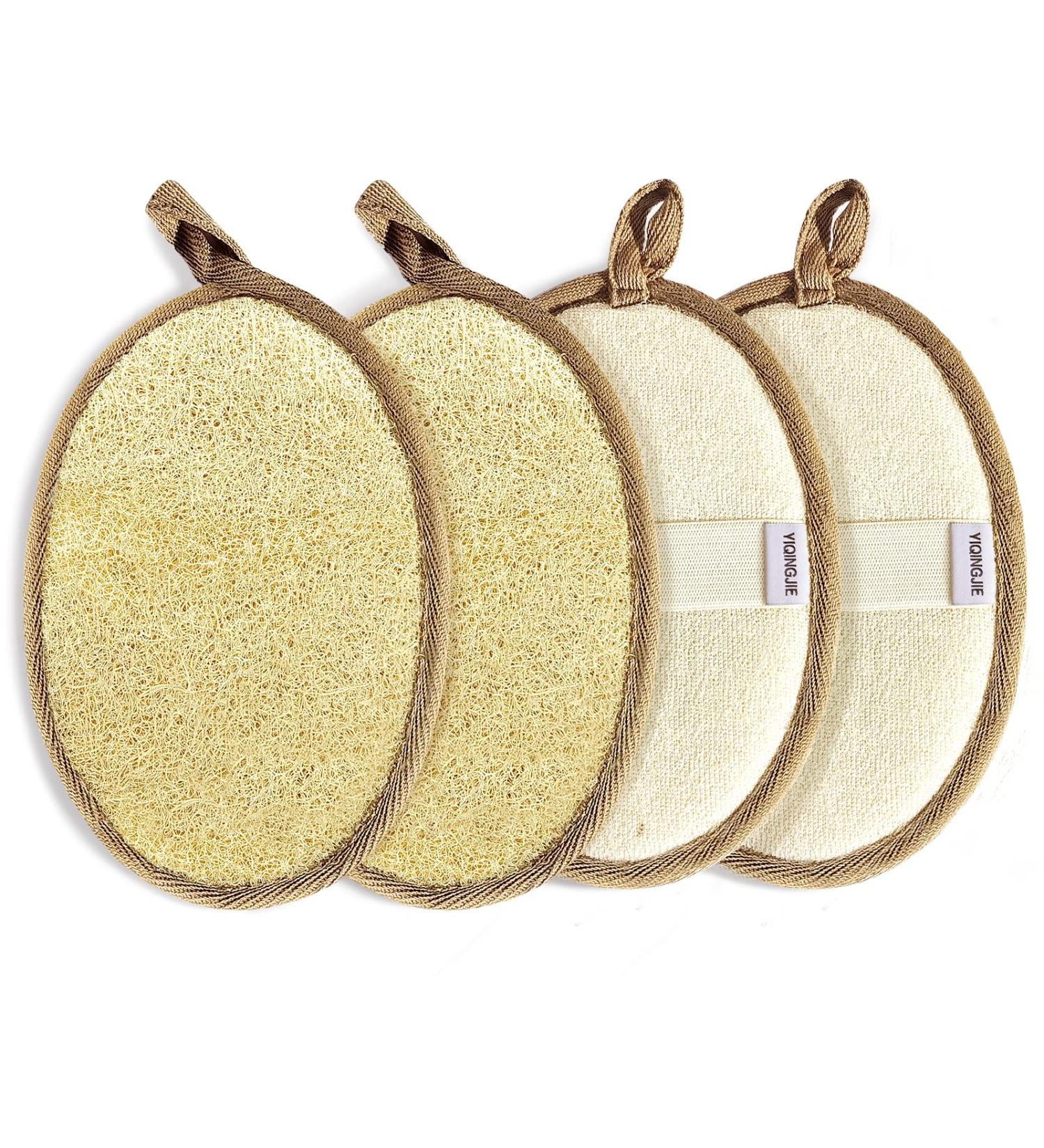 Natural Luffa Body Cloths - Eco-Friendly Biodegradable Shower Scrubs (4 Pack) for Men & Women - Buy Online on SooperMarket.com