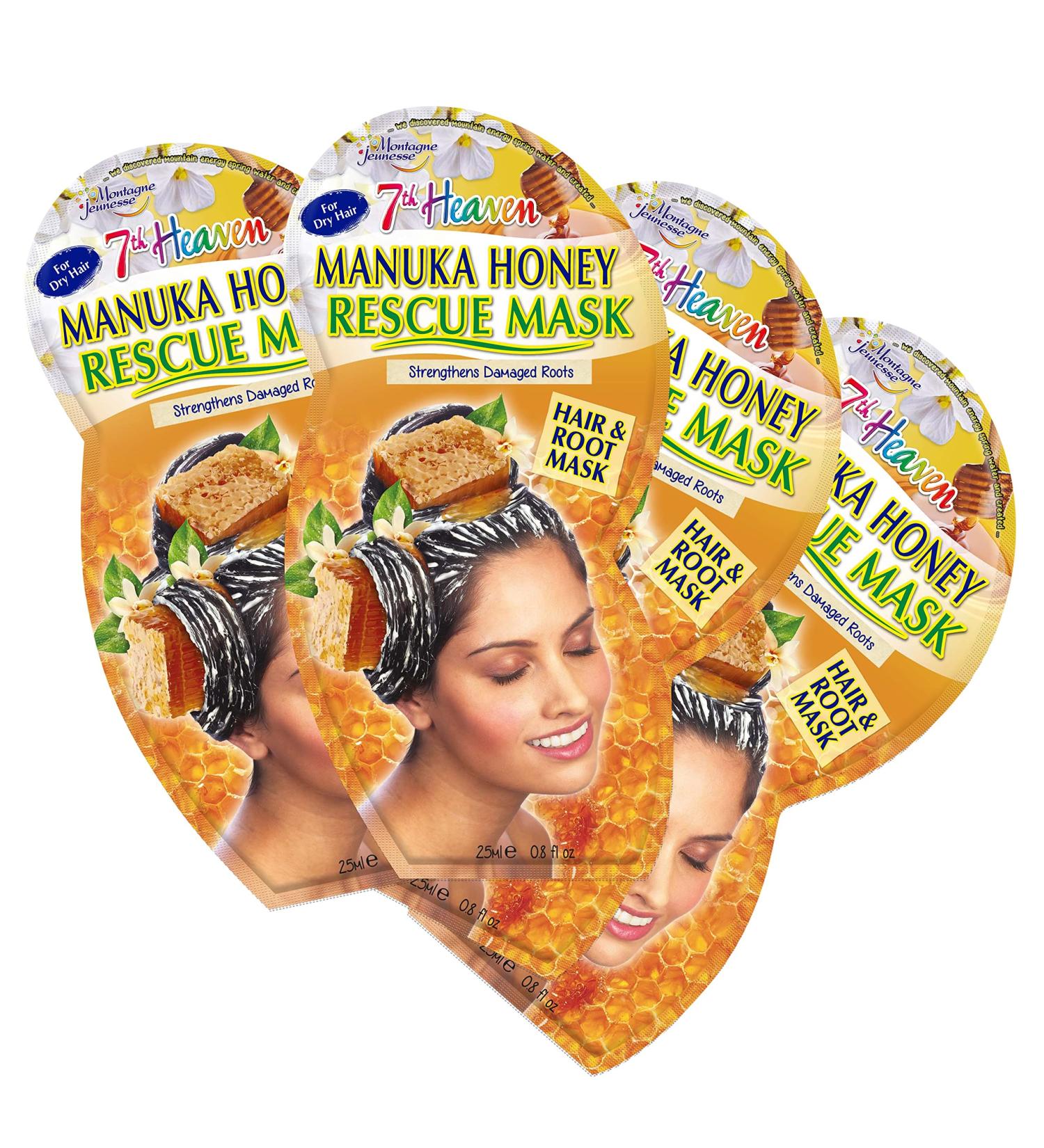 7th Heaven Manuka Honey Hair Rescue Mask - Strengthen Damaged Roots with Coconut & Cold-Pressed Oils | 4-Piece Pack - International Shipping Available - Buy Online on SooperMarket.com