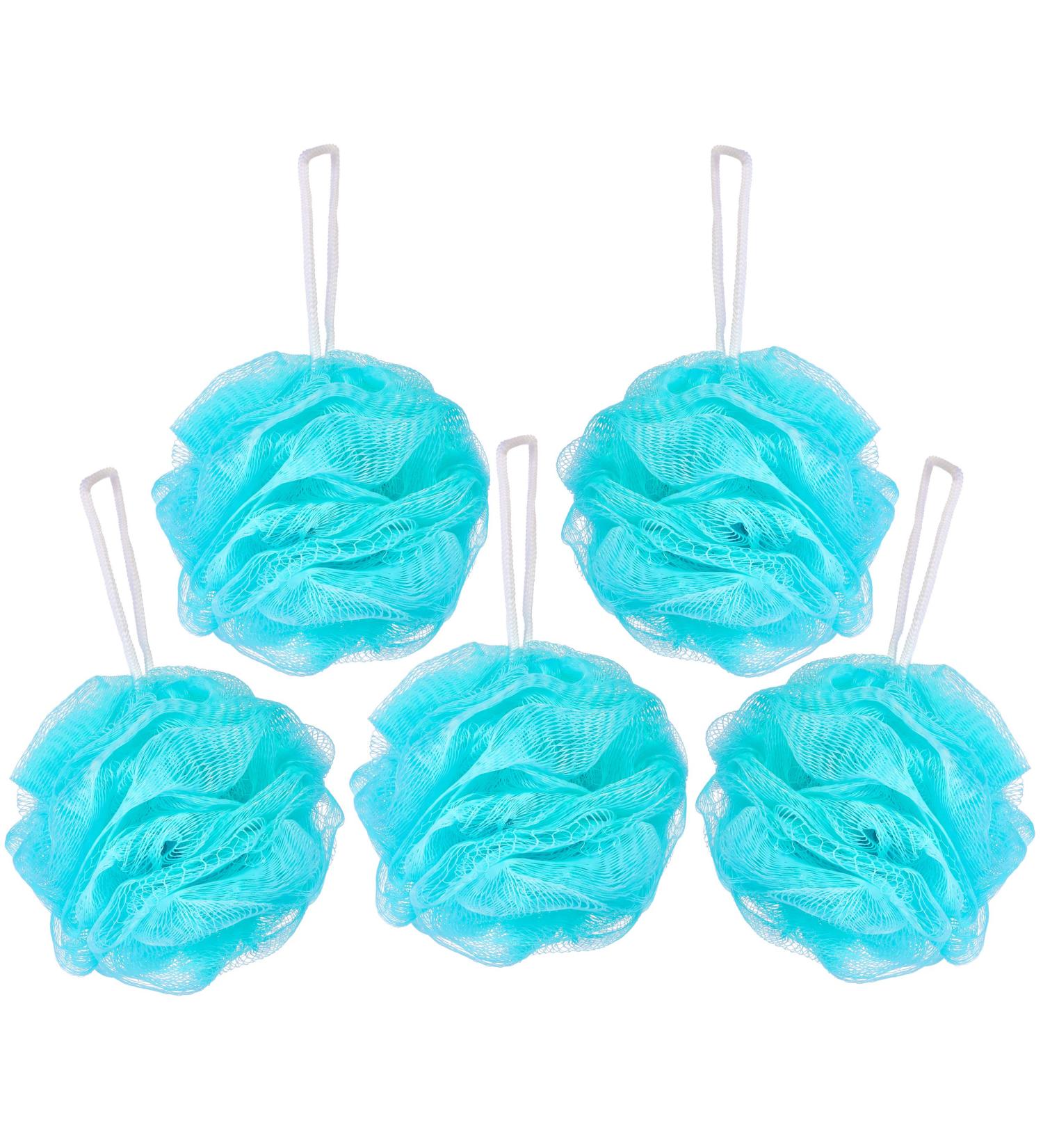 BRUBAKER Cosmetics 5x Peeling & Massage Bath Sponge - Light Blue Shower Sponge with Hanger | Luxury Exfoliating Body Care - Buy Online on SooperMarket.com
