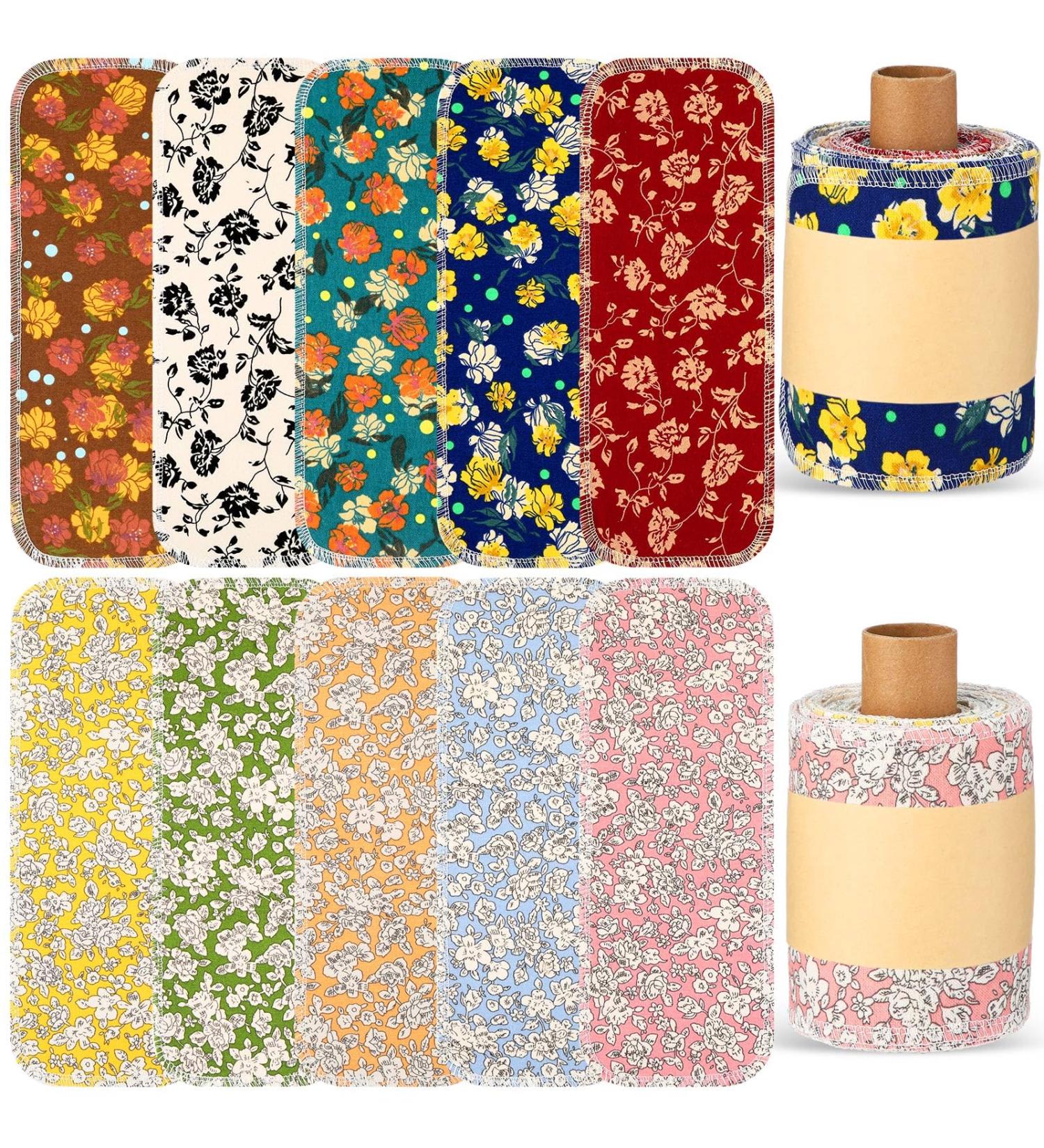 Vitalcozy Reusable Toilet Towels - Absorbent Cotton Kitchen & Bidet Towels | Eco-Friendly Washable Paperless - Pfauen Blossom Design - Buy Online on SooperMarket.com