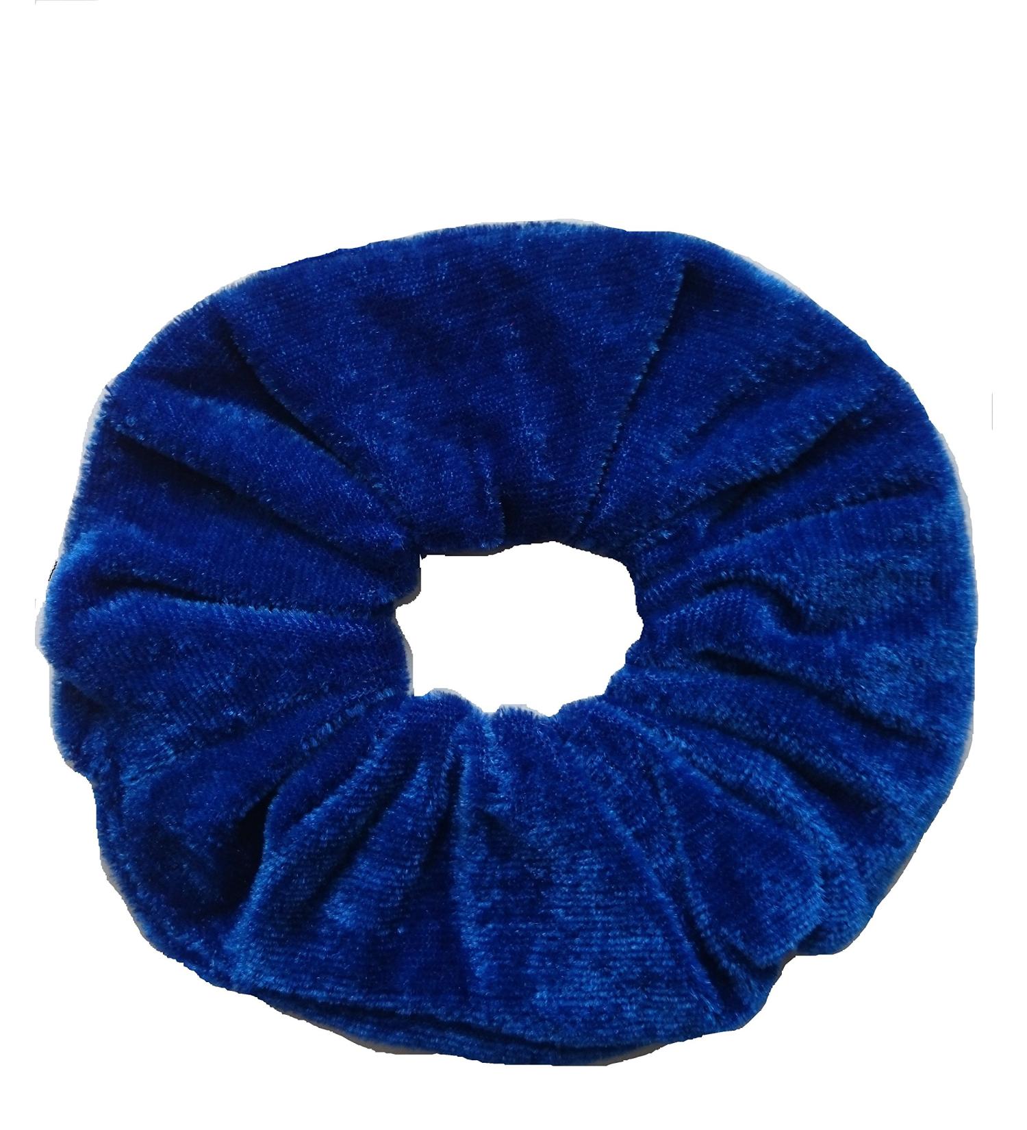 AADYA Pair of Extra Large (15CM) Velvet Hair SCRUNCHIES Elastic Scrunchy Hair BOBBLES (Royal Blue)