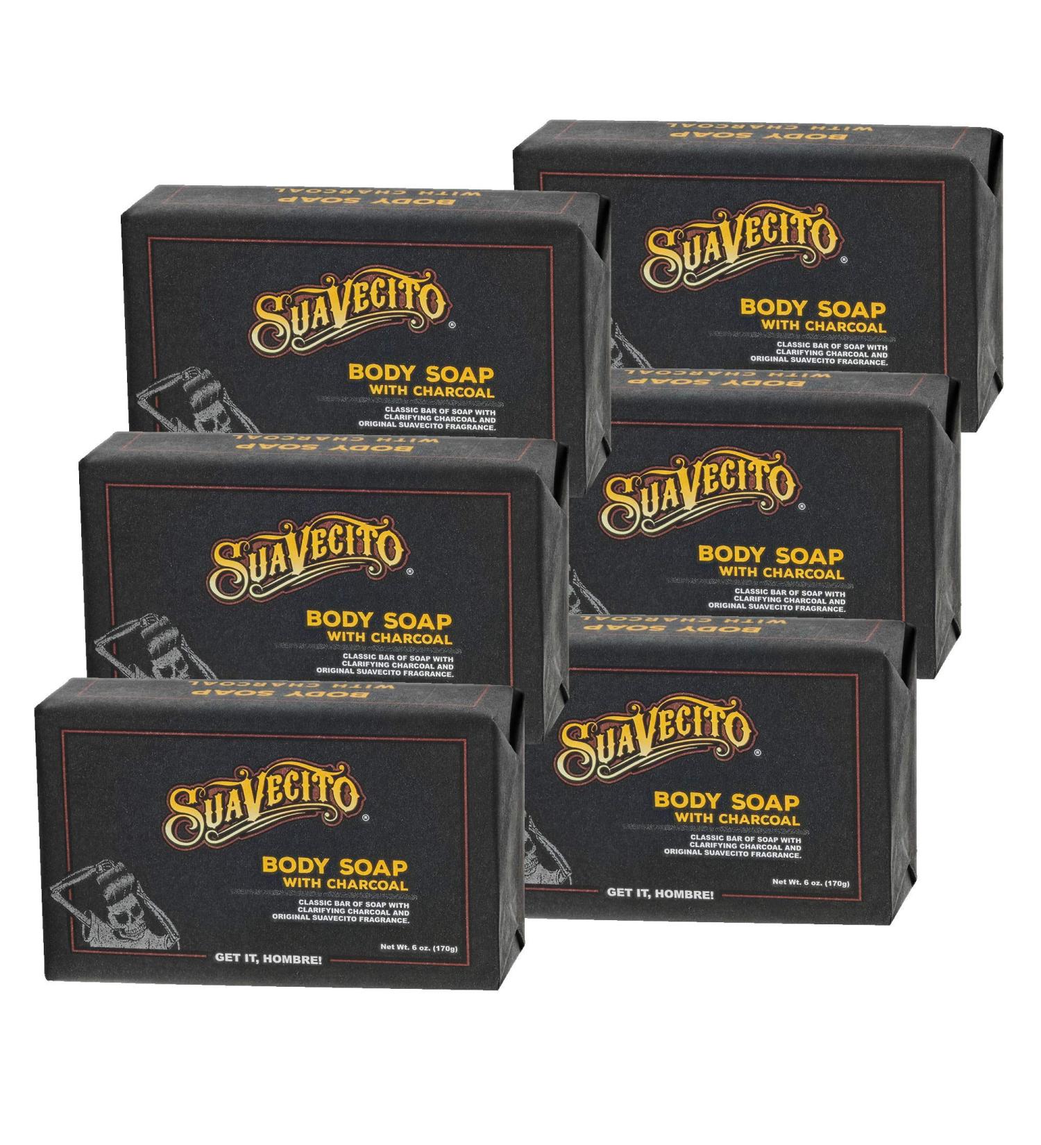 Suavecito Charcoal Body Soap - 6 Pack | Exfoliating Cleanser for Smooth Skin - Buy Online on SooperMarket.com