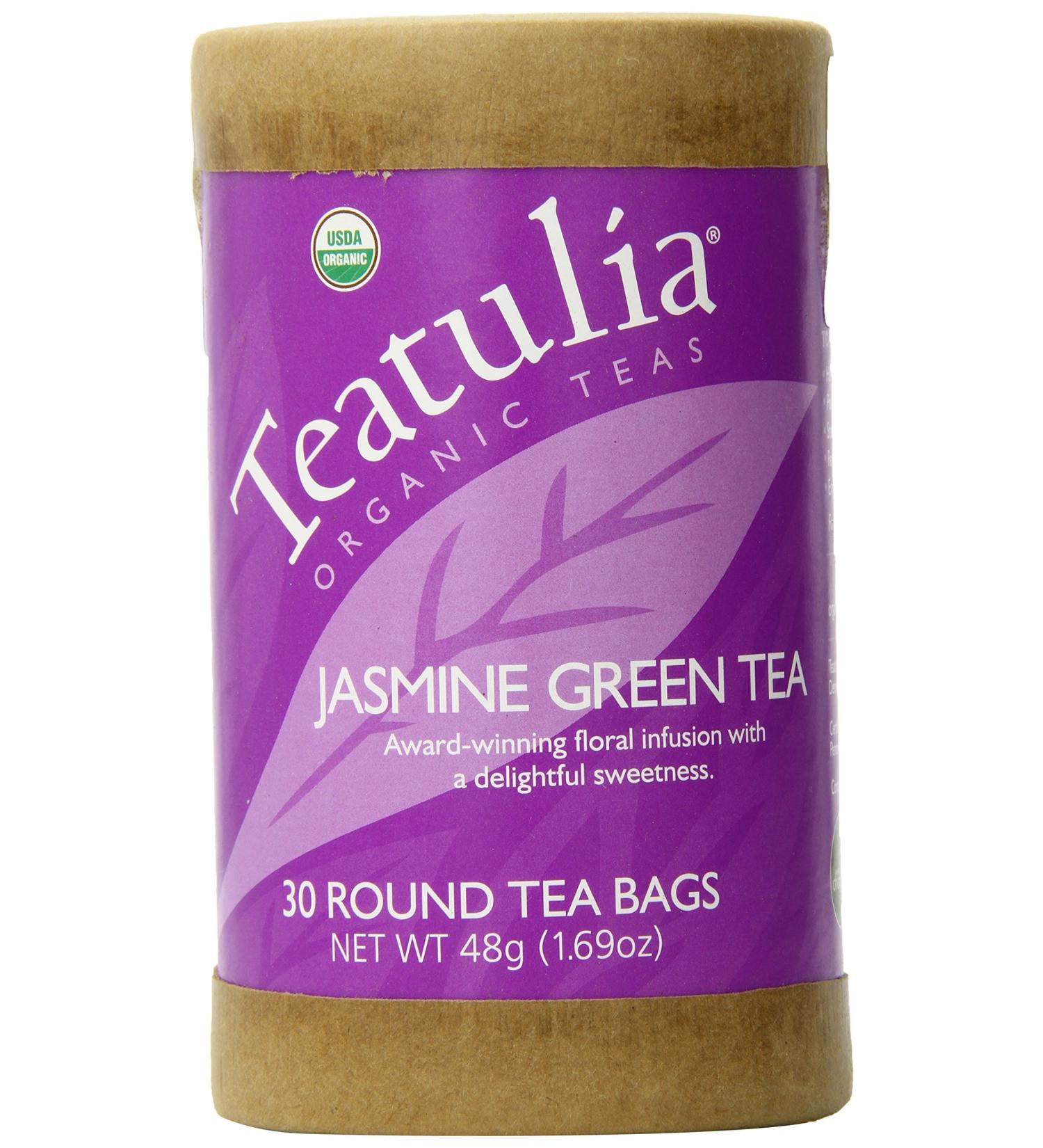 Teatulia Organic Jasmine Green Tea - 180 Compostable Tea Bags (6 Canisters) | Floral Caffeine-Free Delight - Buy Online on SooperMarket.com