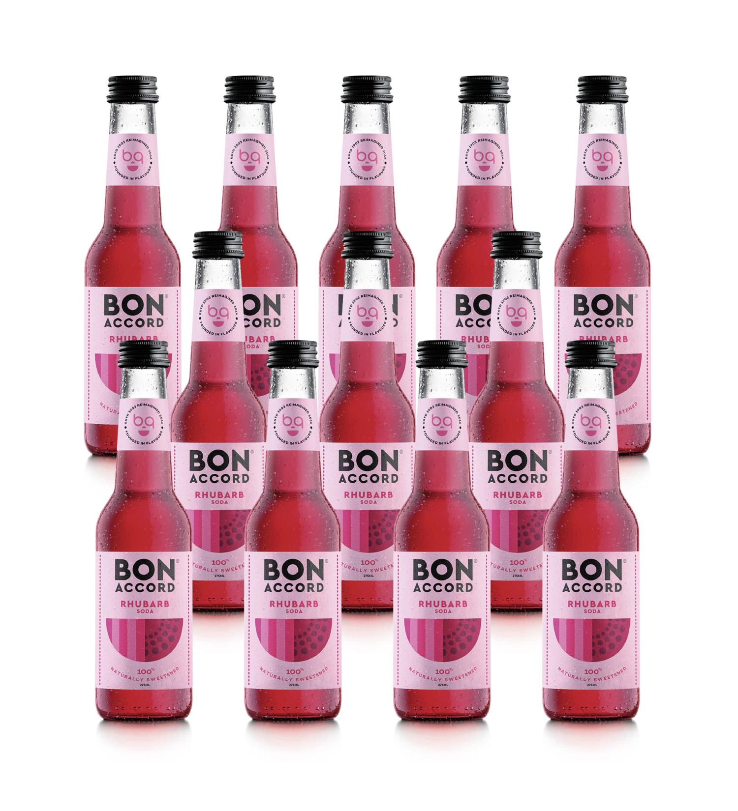 Rhubarb Soda 275ml Pack of 12 From Bon Accord Plant Based Fizzy Rhubarb Soft Drink with Natural Flavours and No Artificial Sweeteners - Buy Online on SooperMarket.com