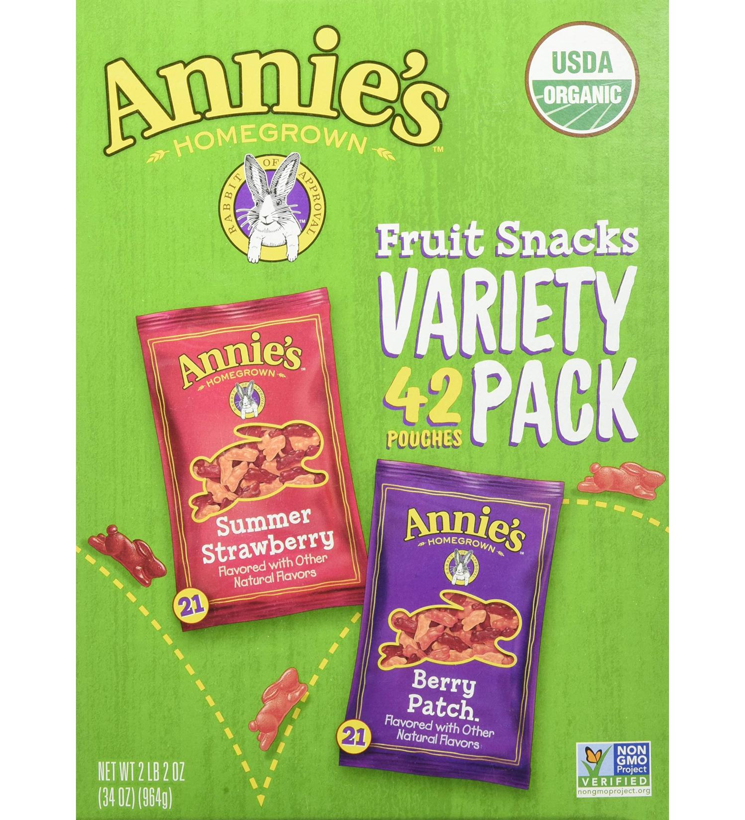 Annie's Homegrown Strawberry Fruit Snacks - 42 Pack | 0.8 OZ Each | Organic & Delicious - Buy Online on SooperMarket.com
